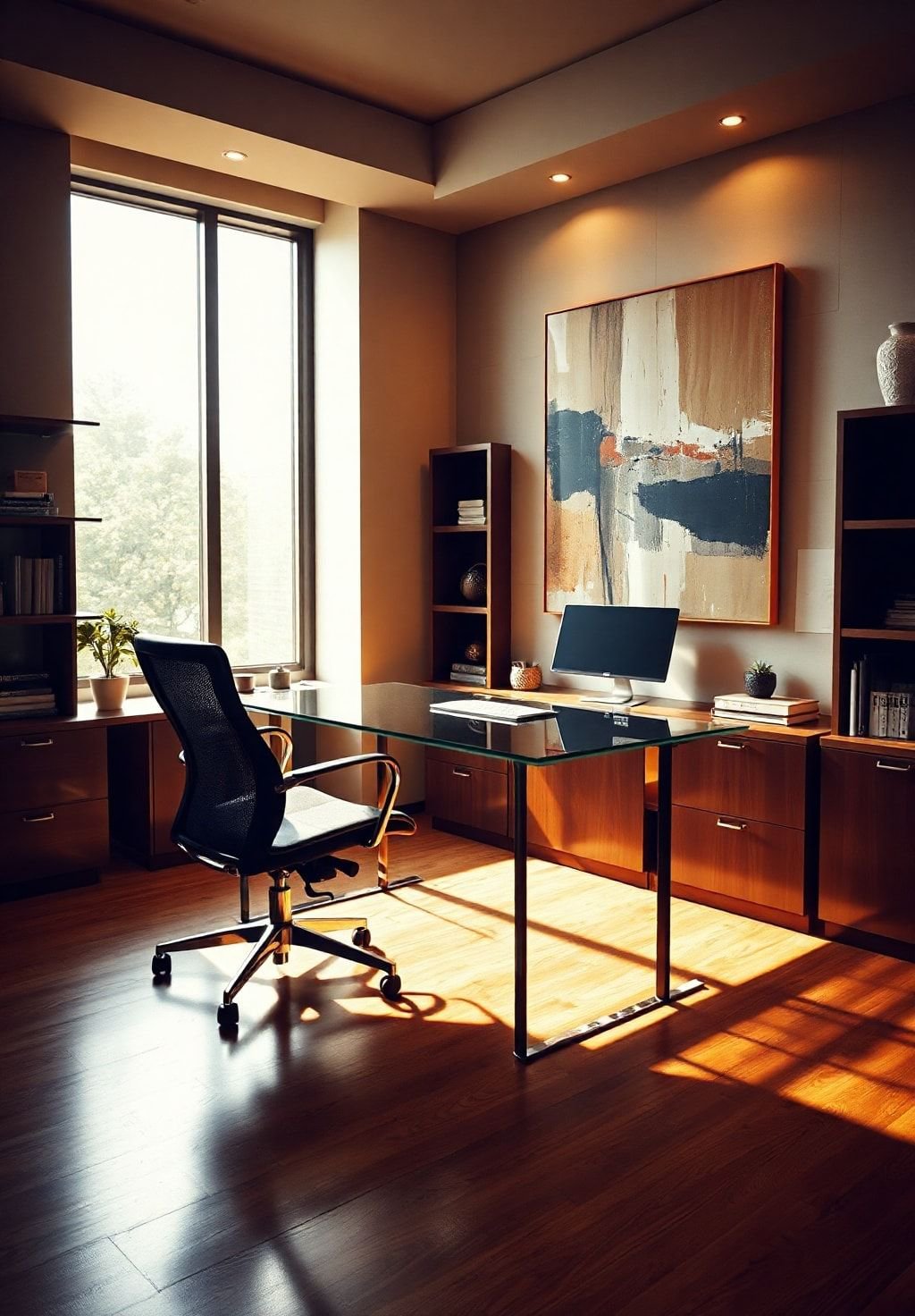 Sophisticated Sanctuary: A Home Office Designed for Calm Productivity
