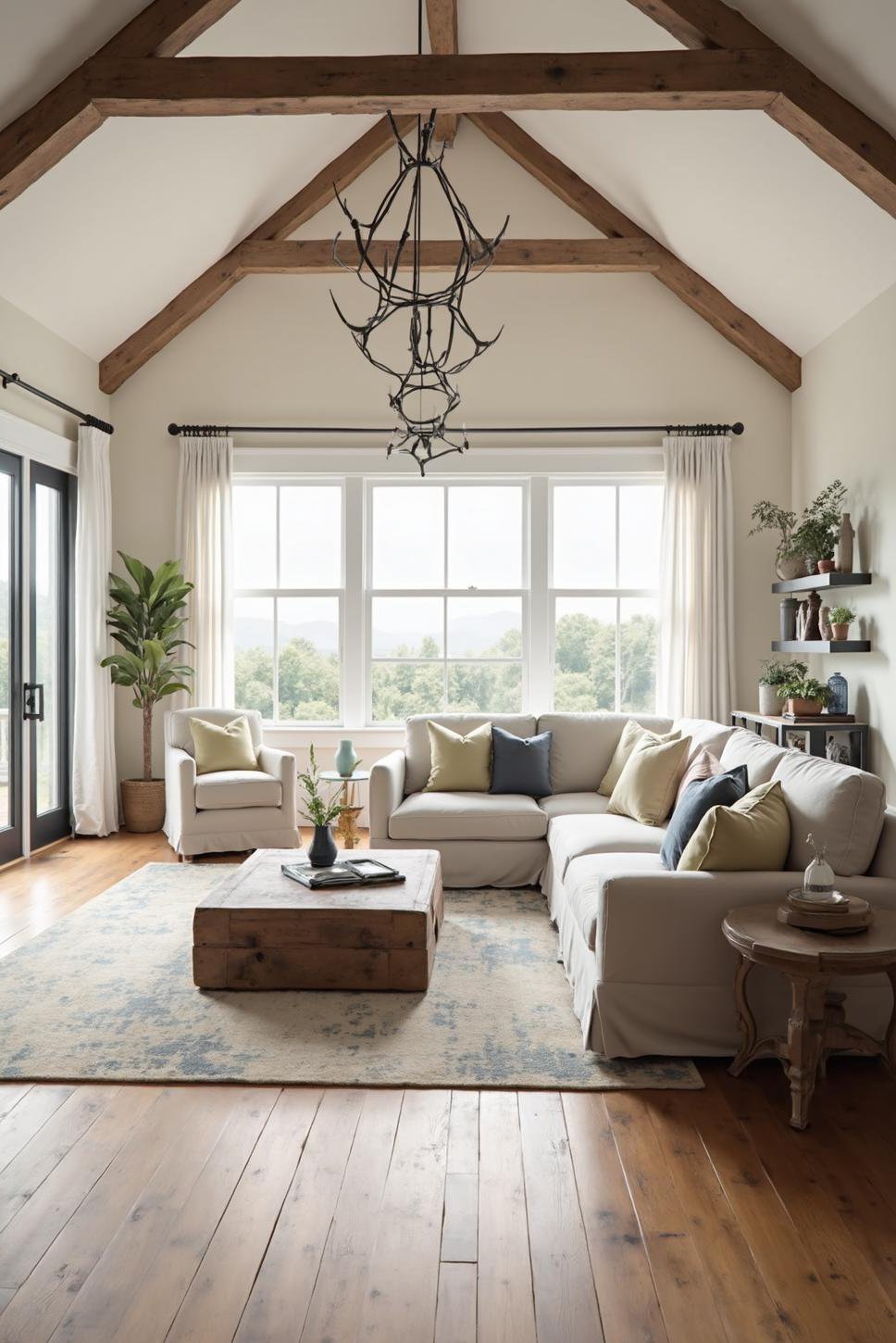 Modern Farmhouse Living Room: Spacious & Elegant