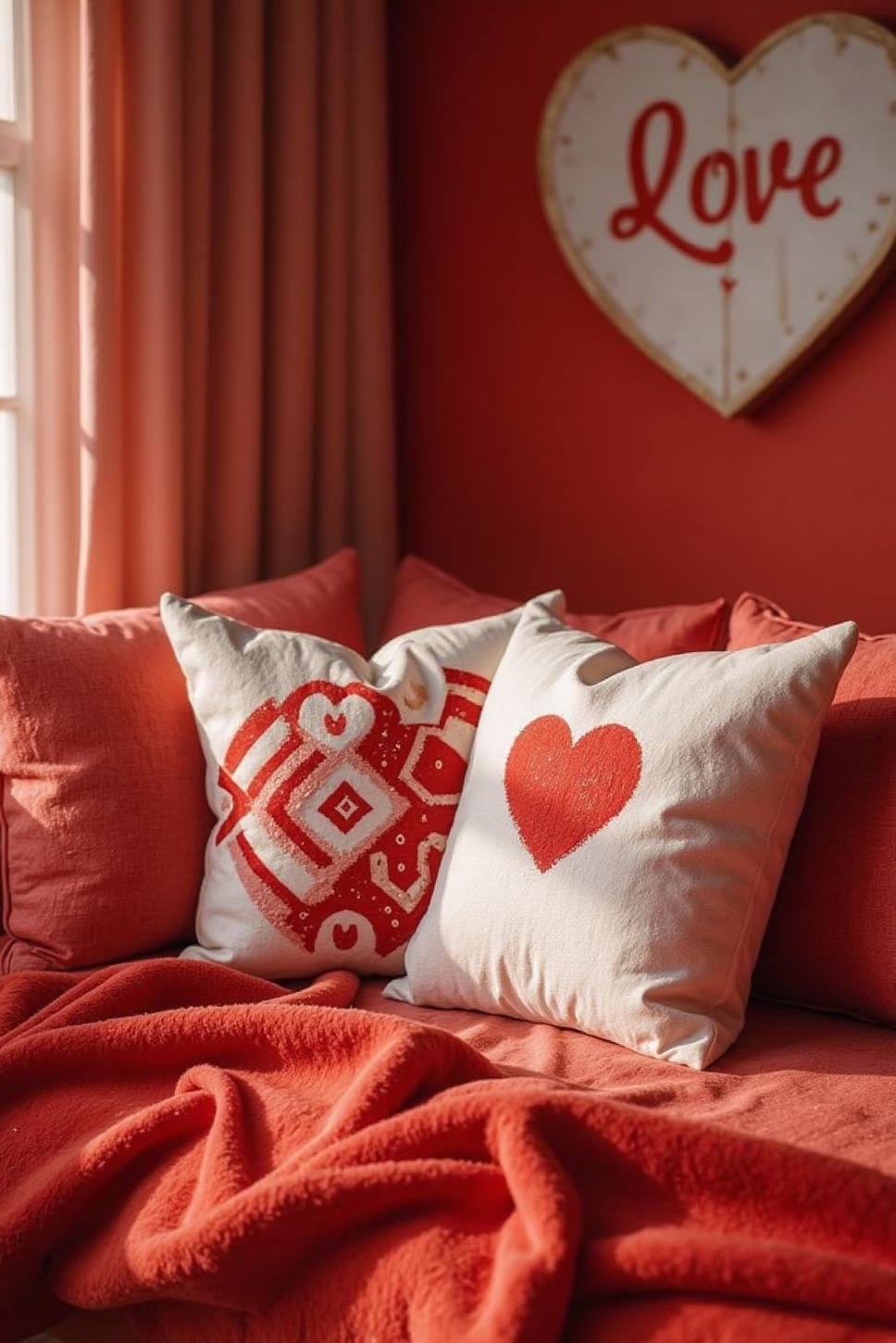 Modern Valentine's Decor: Red & White Minimalism