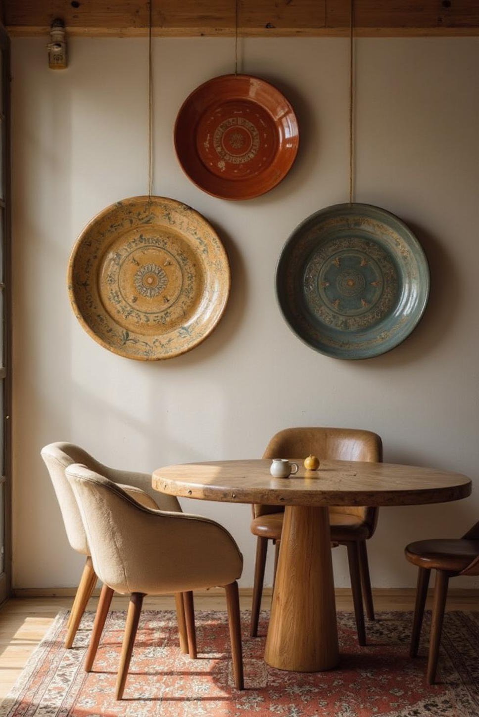 Oversized Ceramic Plates: Unique Dining Room Wall Art