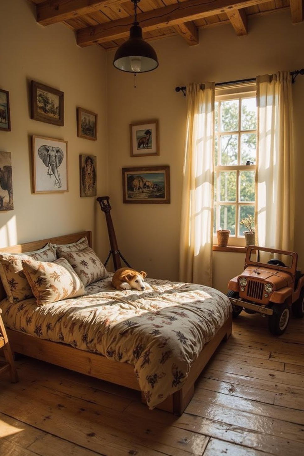 Safari-Themed Toddler Boy Room with Toy Jeep