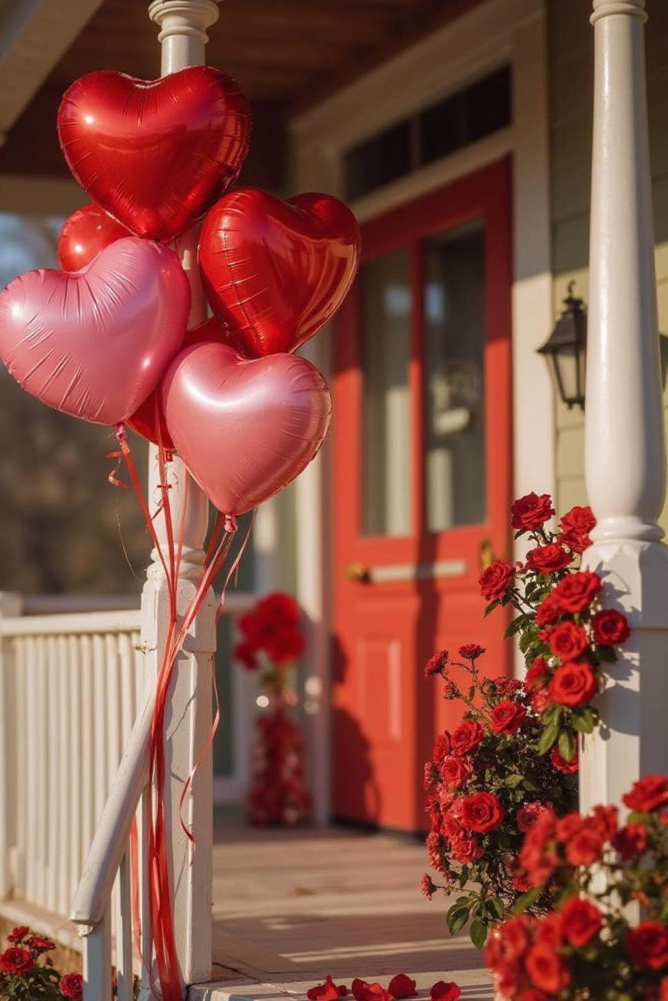 Romantic Valentine's Day Porch Decor with Balloons