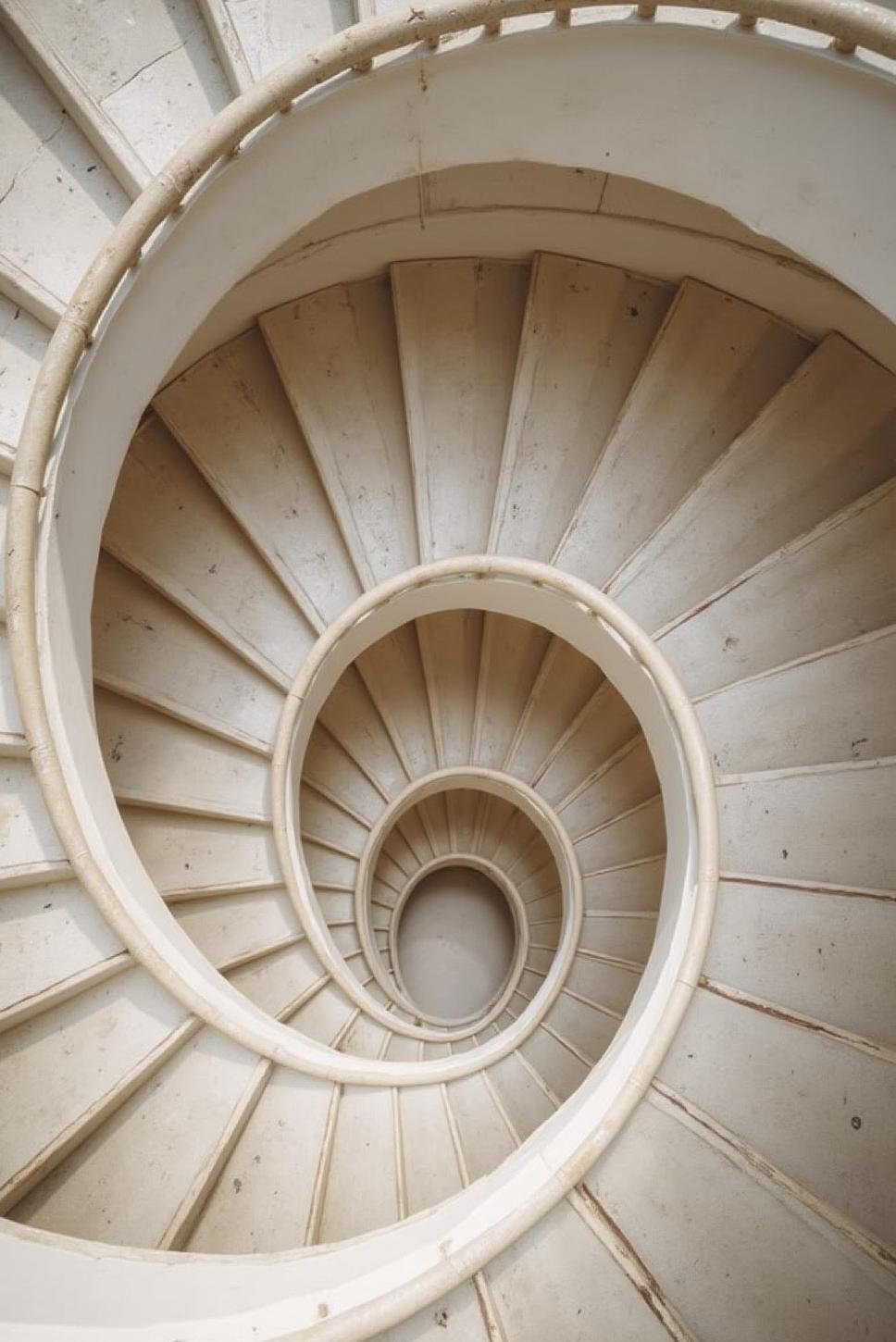 Endless Escher Stairs:  White Picture, Wide Angle