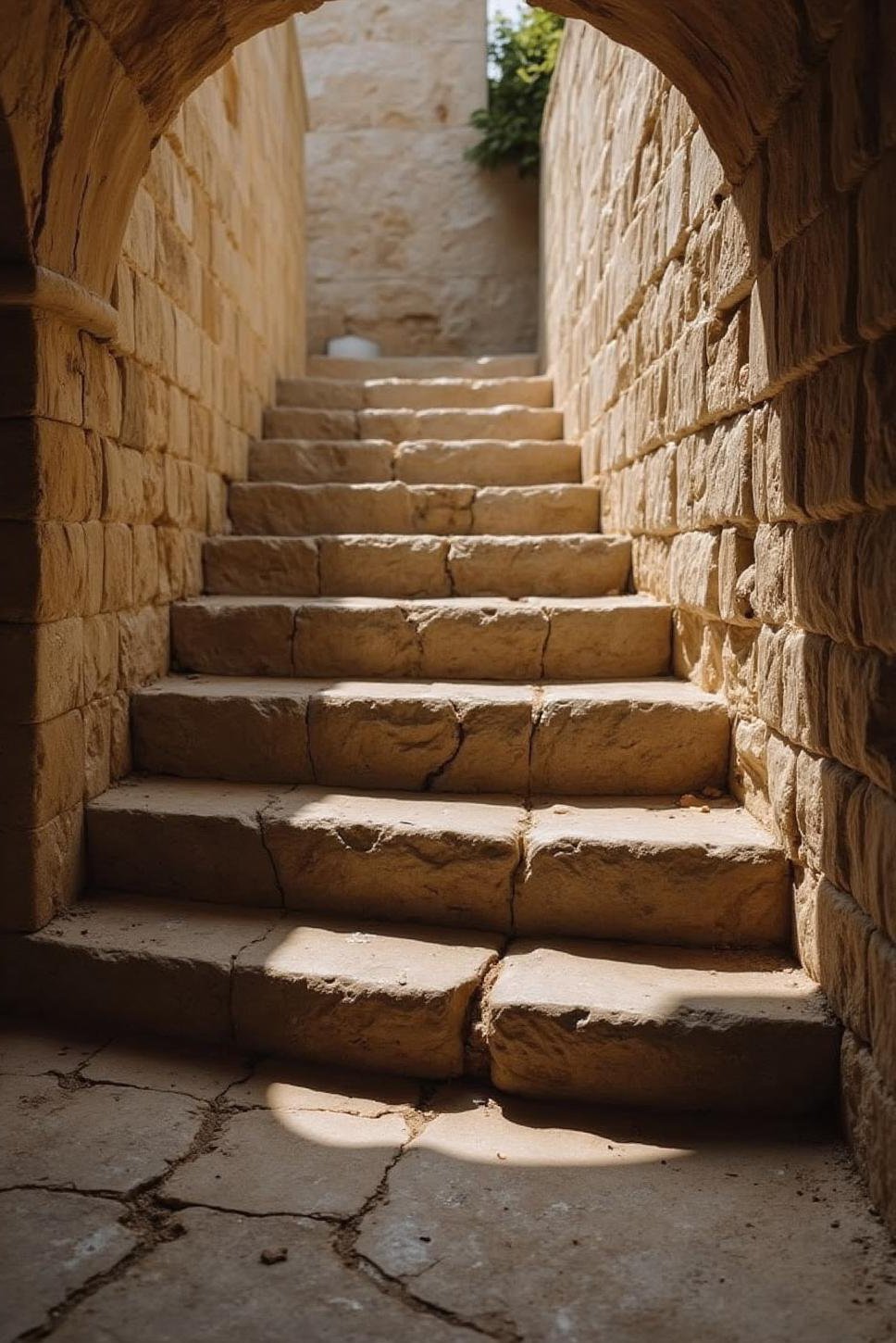 Textured Stone Staircase: Black and White Foto Art