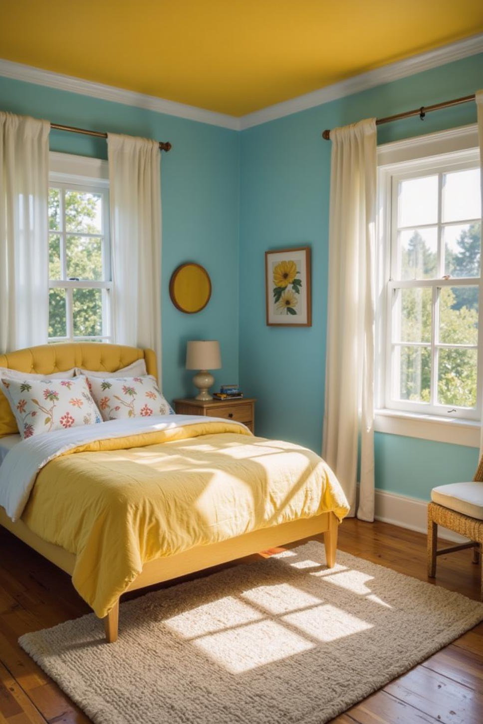 Sunshine Yellow & Sky Blue: Soothing Bedroom Colors