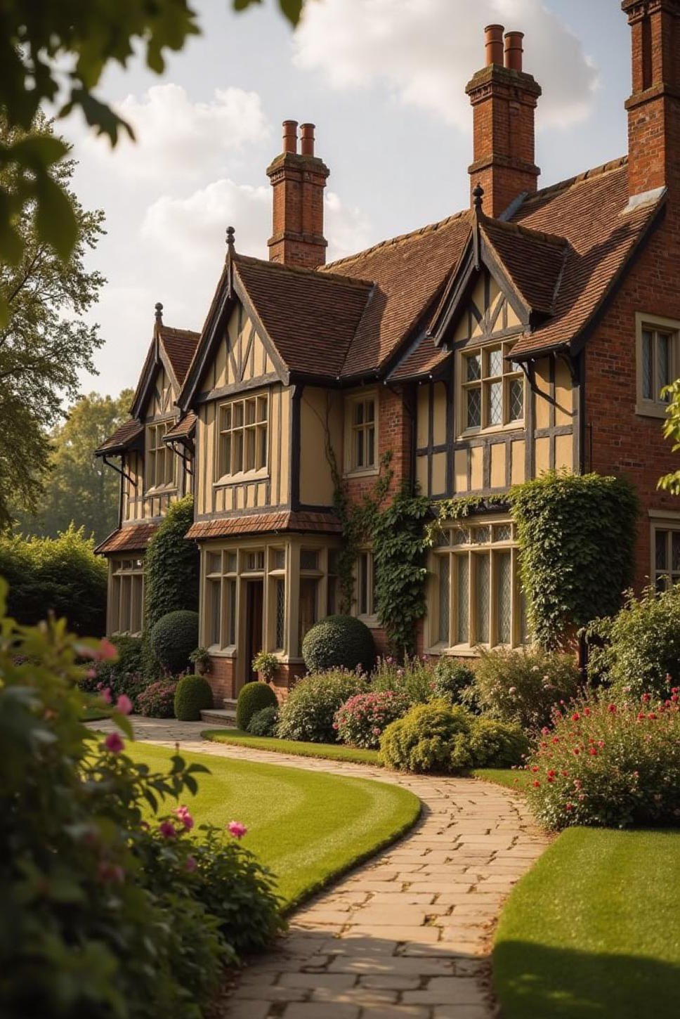 Tudor English Country House: Brick & Gardens