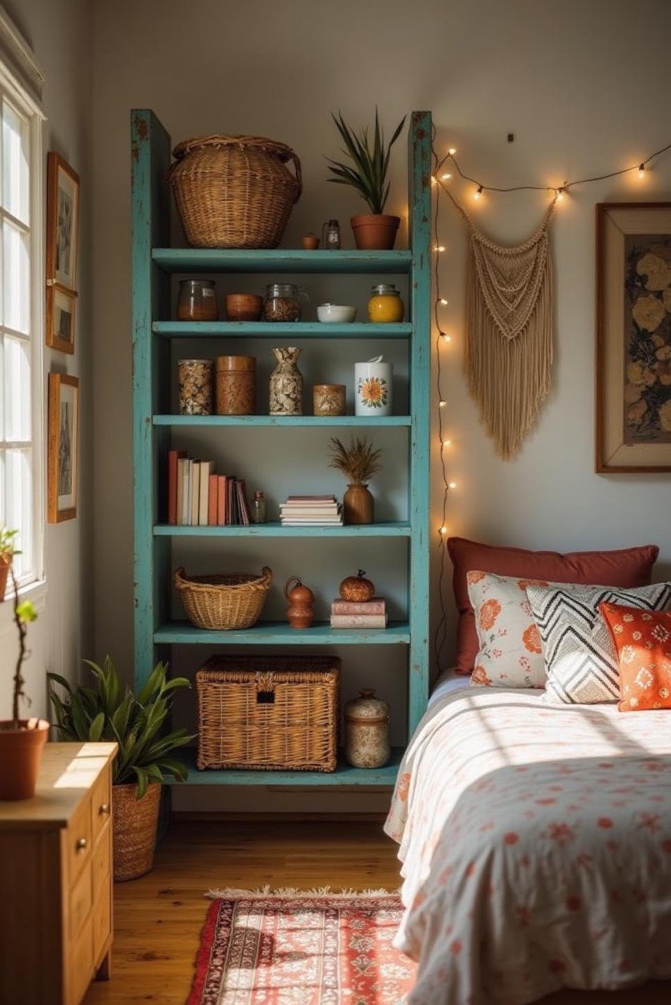 Bohemian Turquoise Kallax Room Divider: Bedroom Hack