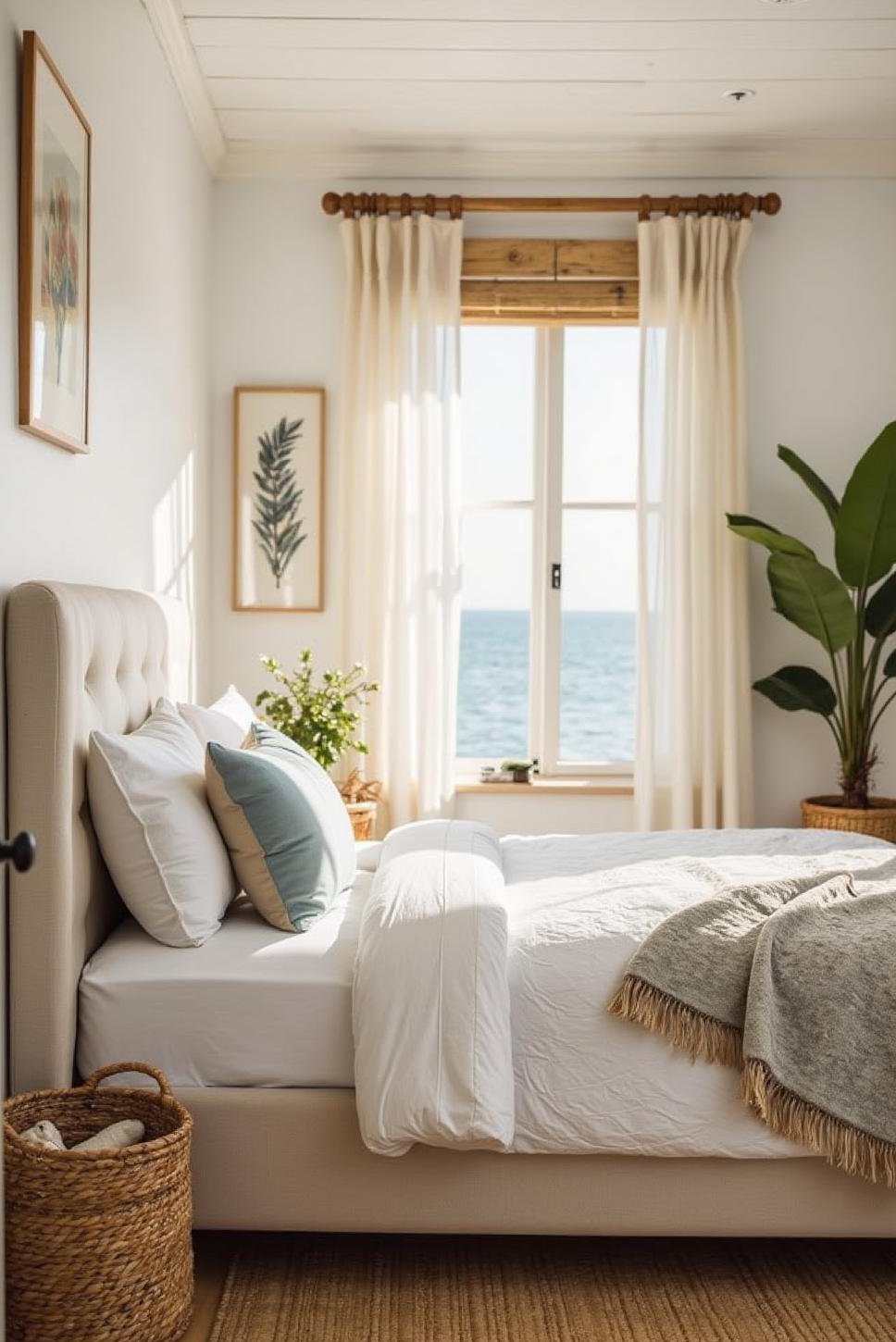 Coastal Calm: White, Blue & Beige Bedroom Colors