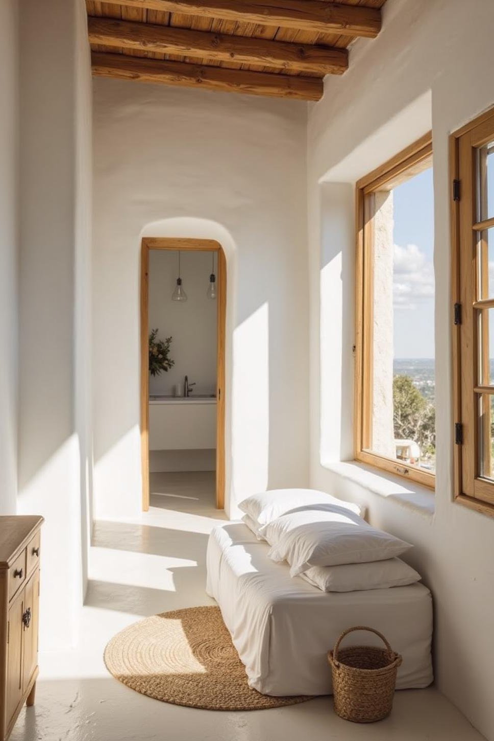 Bright White Stucco Walls: Mediterranean Bedroom Style