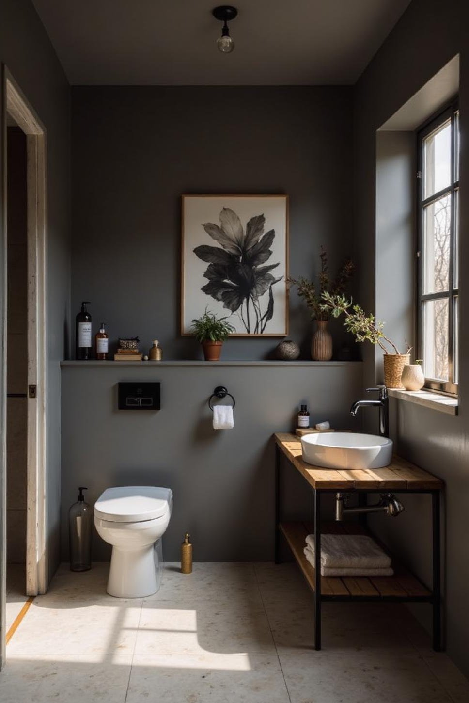 Dramatic Grey & White Bathroom: Charcoal Walls