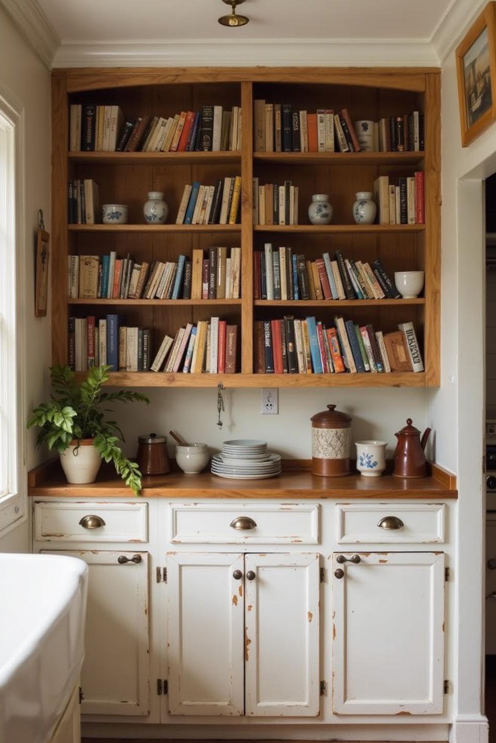 Farmhouse Kitchen Bookshelf: Built-in Style & Storage
