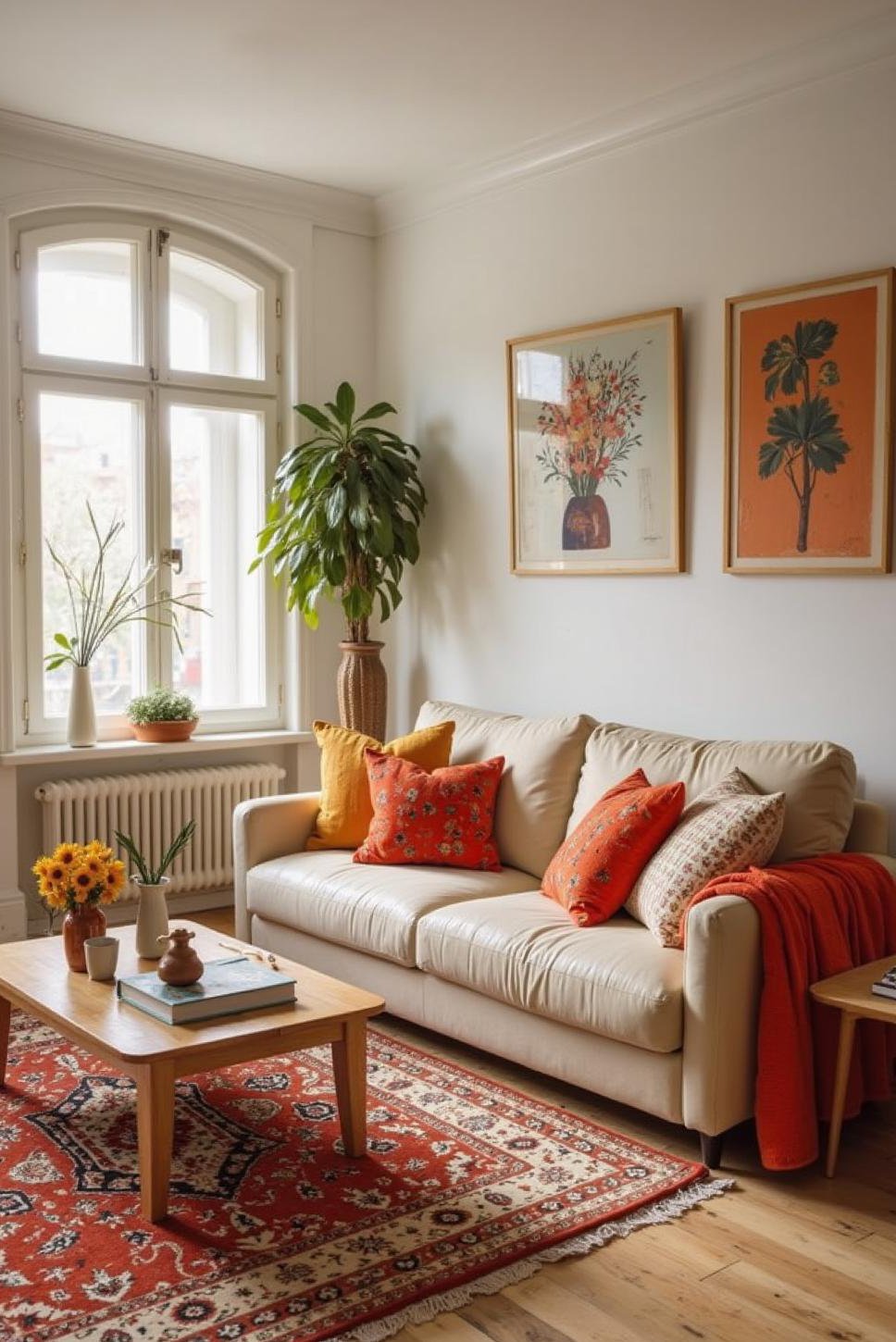 Colorful Retro Living Room: Minimalist Eclectic Design