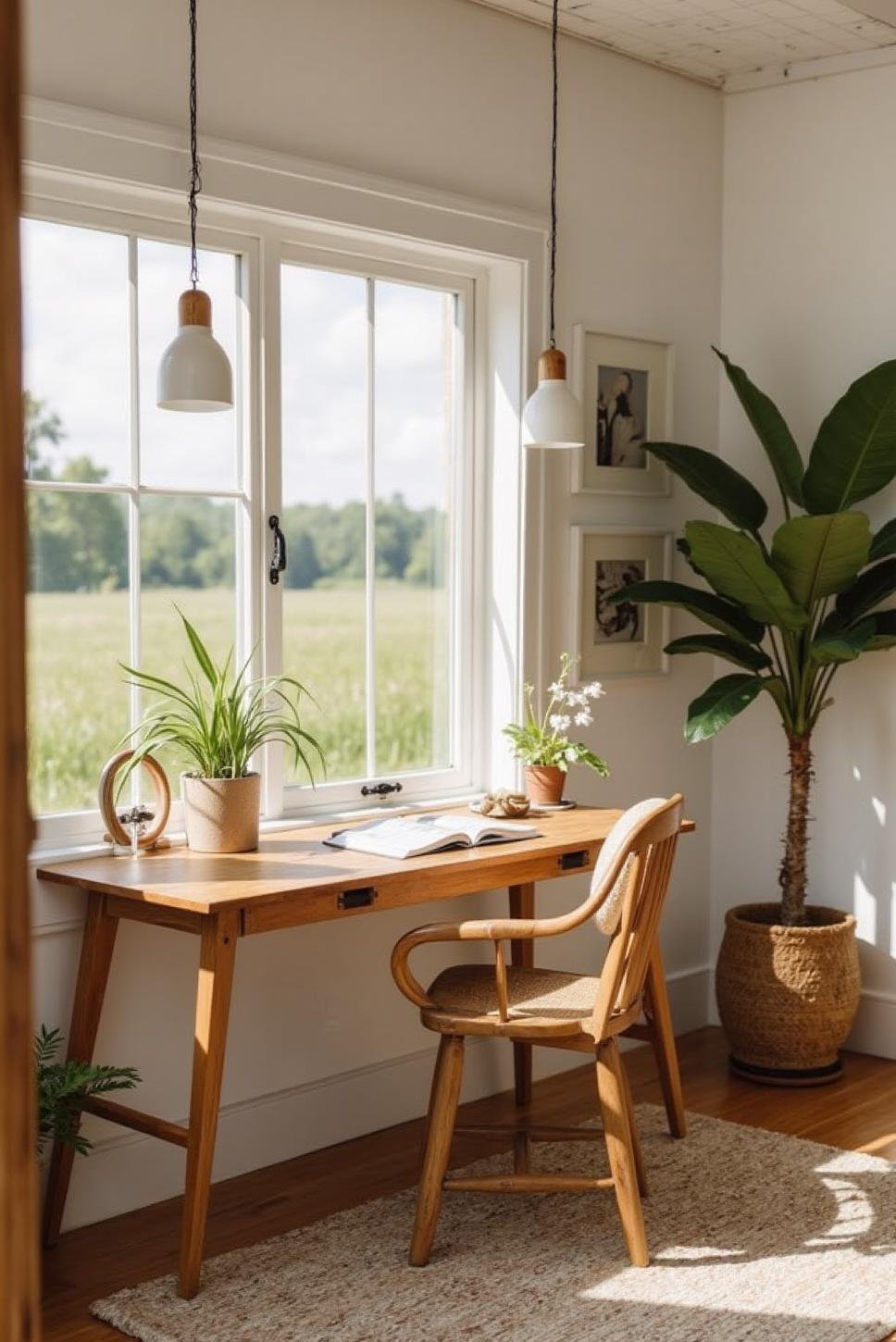 Bright Farmhouse Home Office with Natural Light