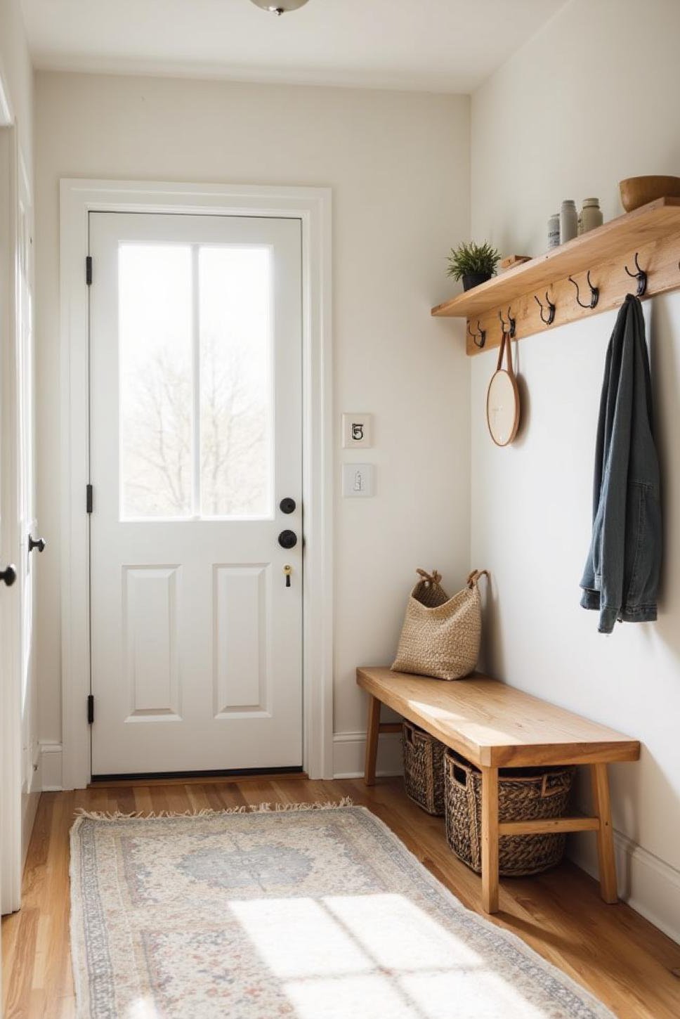 Bright Minimalist Mudroom: Small Space, Clean Design