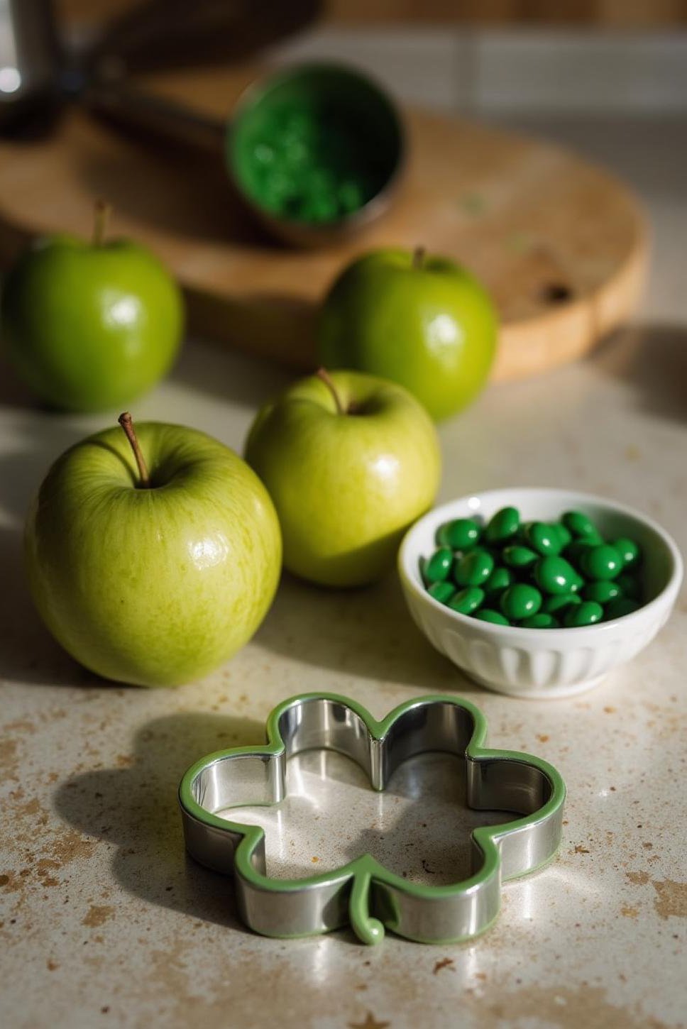 DIY St. Patrick's Day Decor:  Green Apples & Shamrock Garland