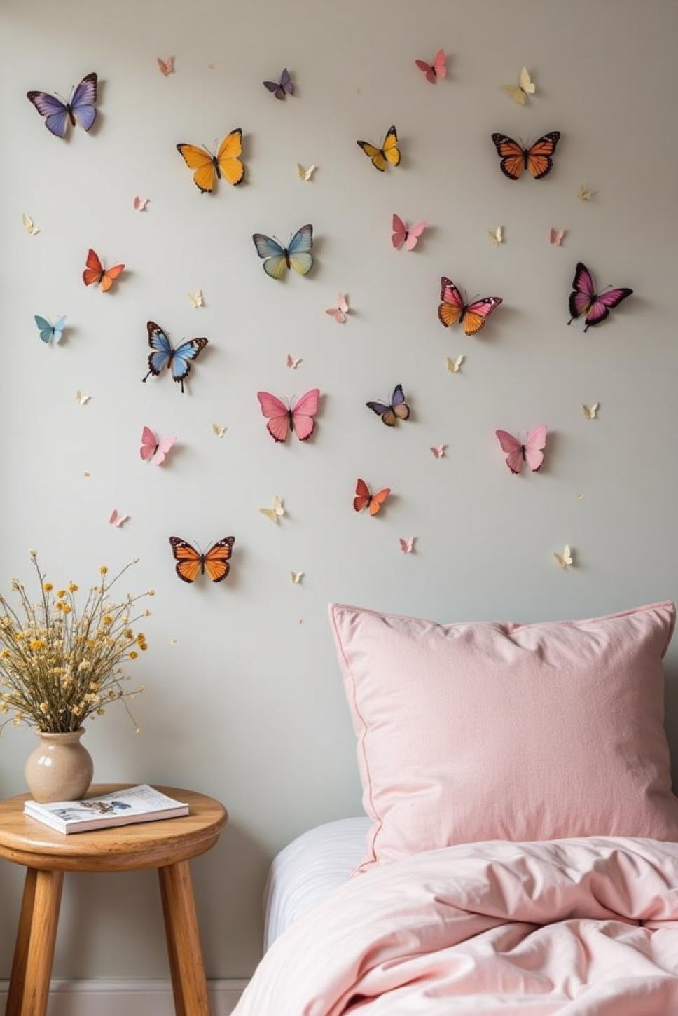 Pastel Butterfly Bedroom: Whimsical DIY Butterfly Wall Art