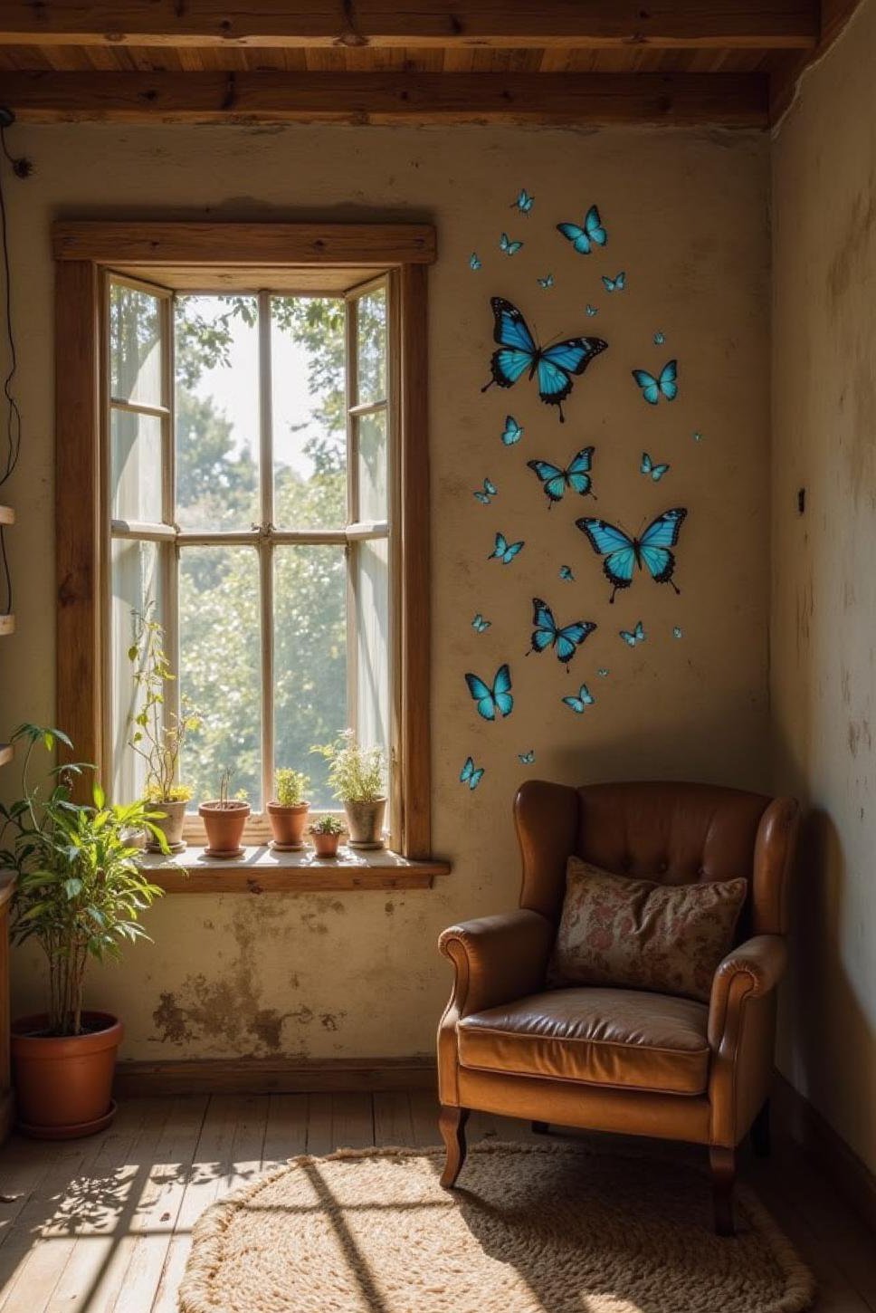 Rustic Butterfly Room Decor: Morpho Butterfly Decals