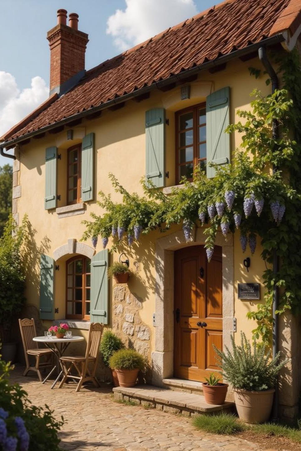 Charming French Country Cottage Exterior in the English Countryside