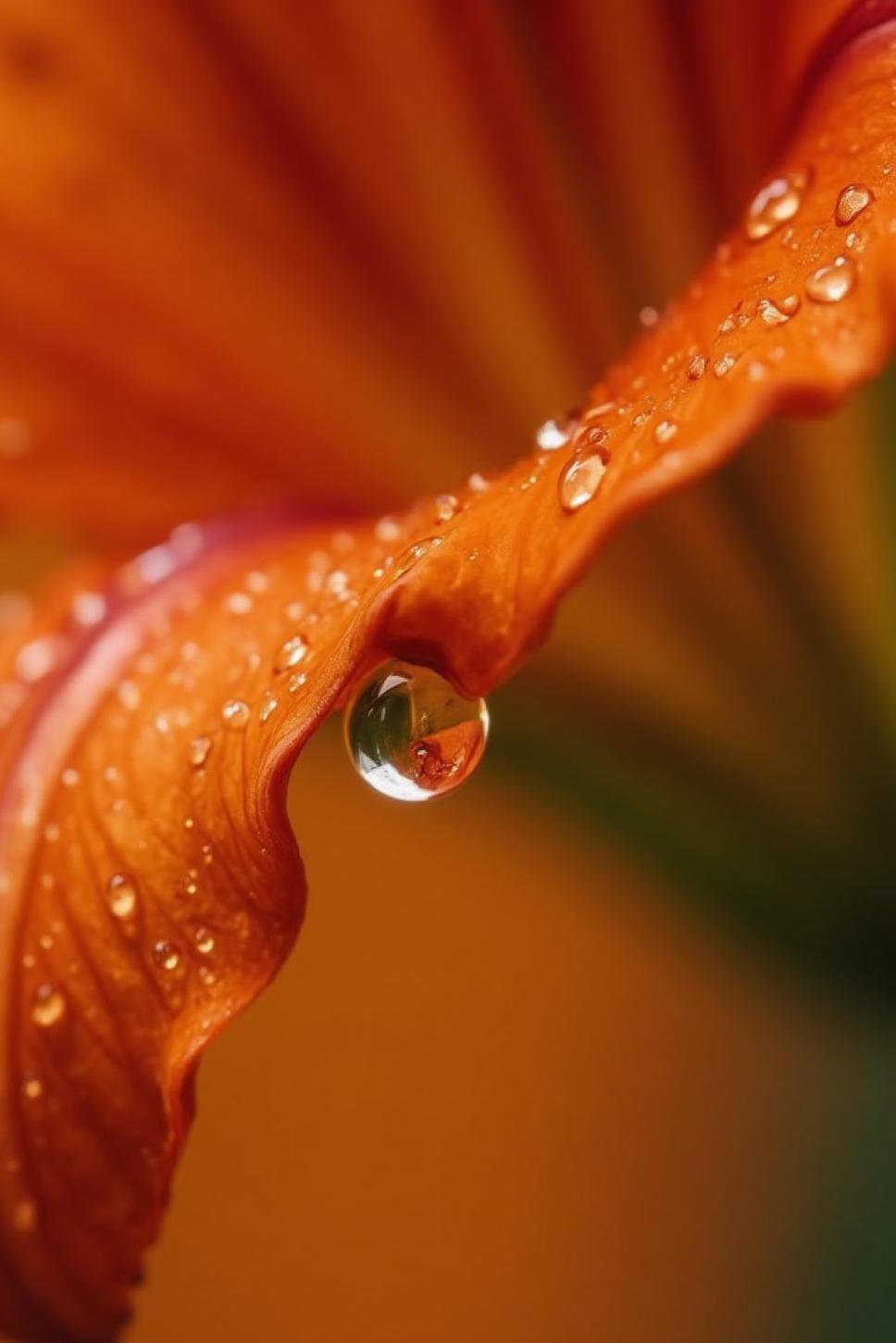 Macro Flower Photography: Rain Drop on Daylily Petal