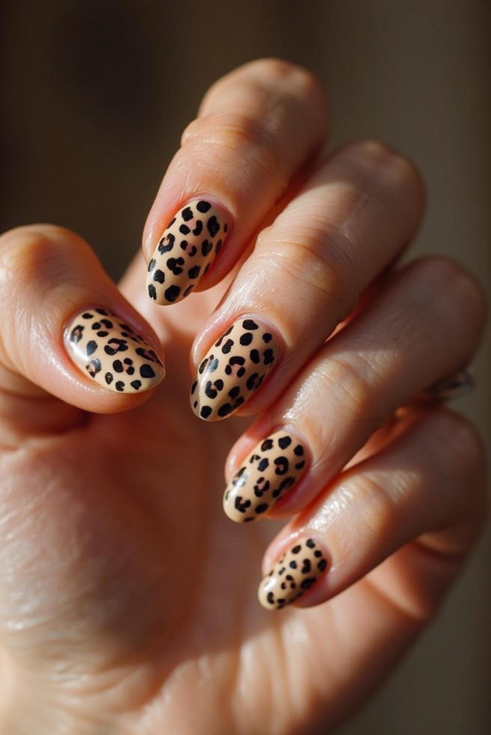 Chic Leopard Print French Tips: Brown Acrylic Nails