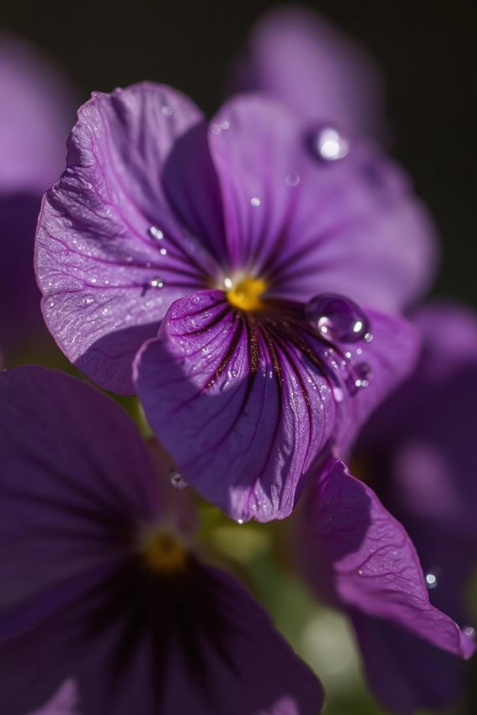 Macro Flower Photography: Dewdrop on Purple Violet