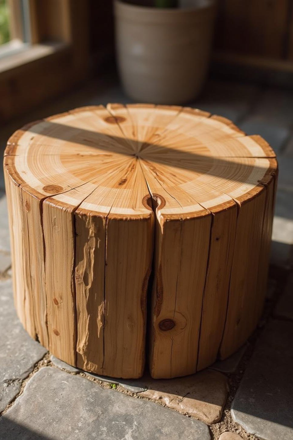 Rustic Tree Trunk Round Coffee Table DIY Project