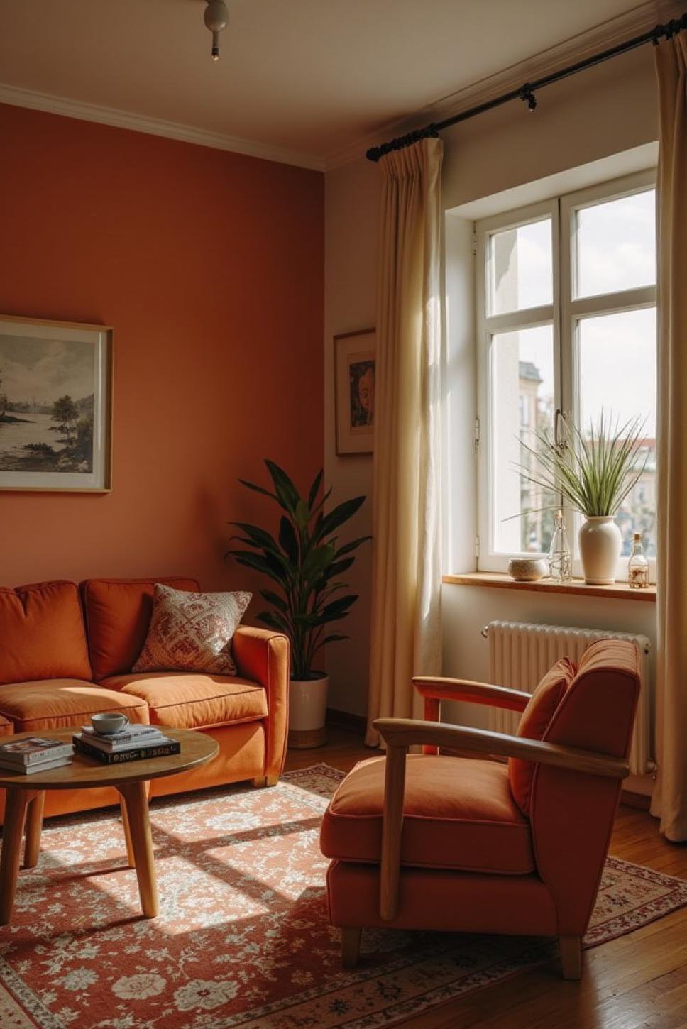 Monochromatic Retro Living Room: Sophisticated Style