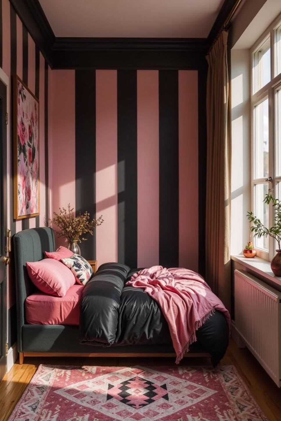 Geometric Pink & Black Bedroom: Stylish Decor Ideas