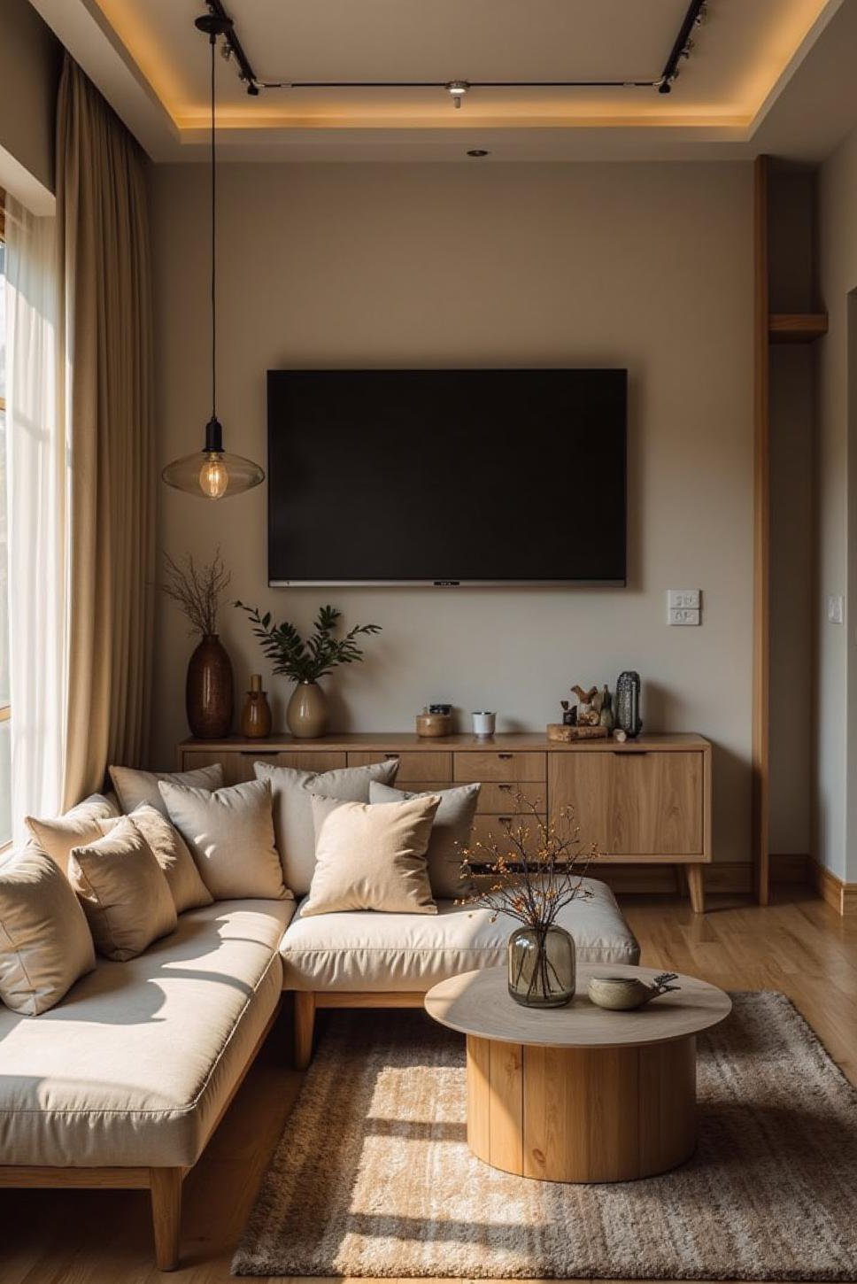 Space-Saving Contemporary Living Room Dining Combo