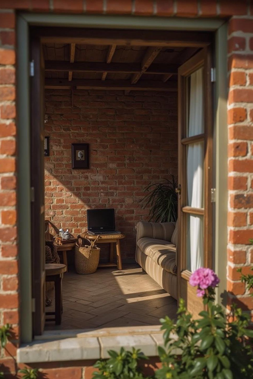 Cozy Brick Cottage Interior & Charming Exterior View