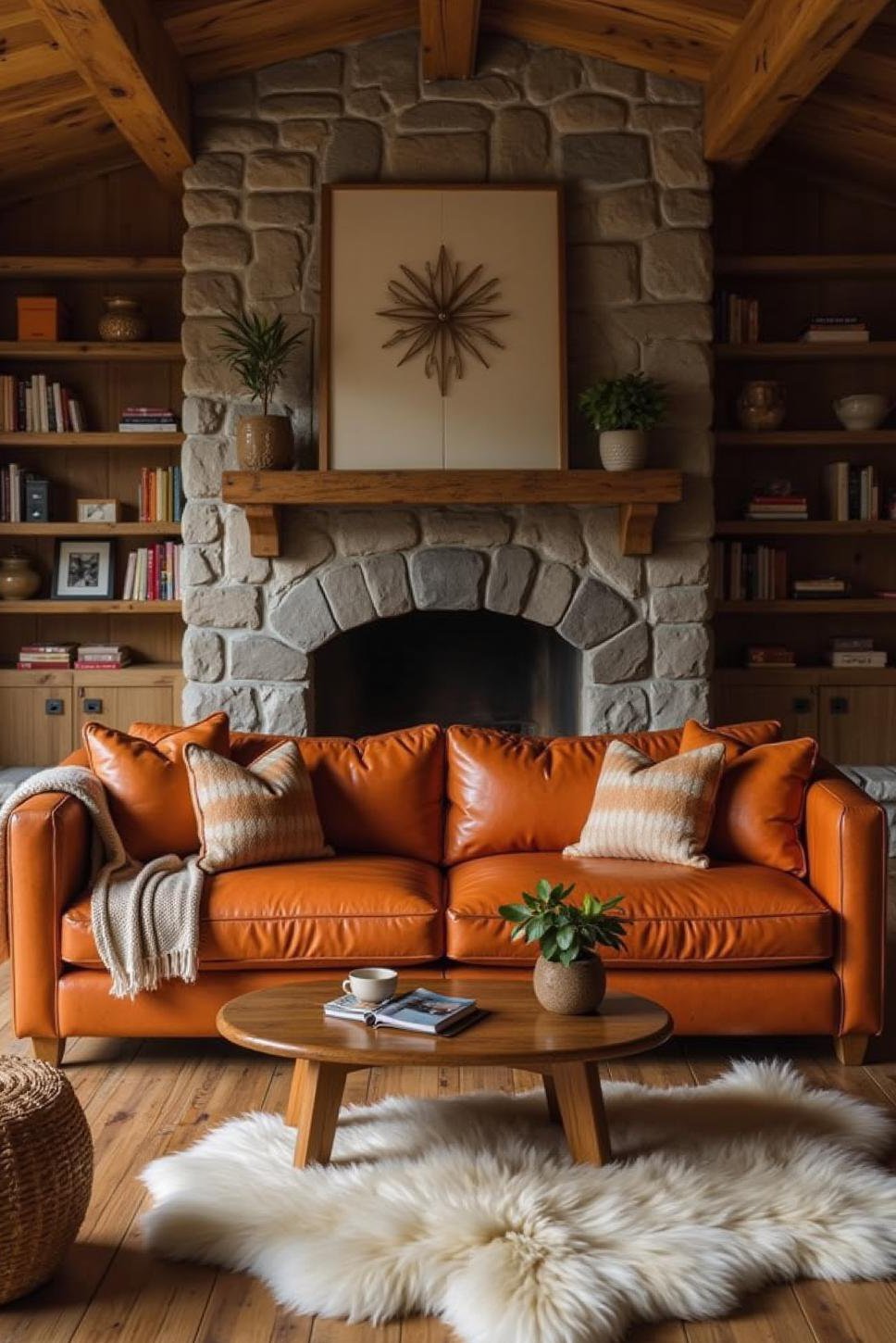 Rustic Burnt Orange Sofa Living Room: Cozy & Warm