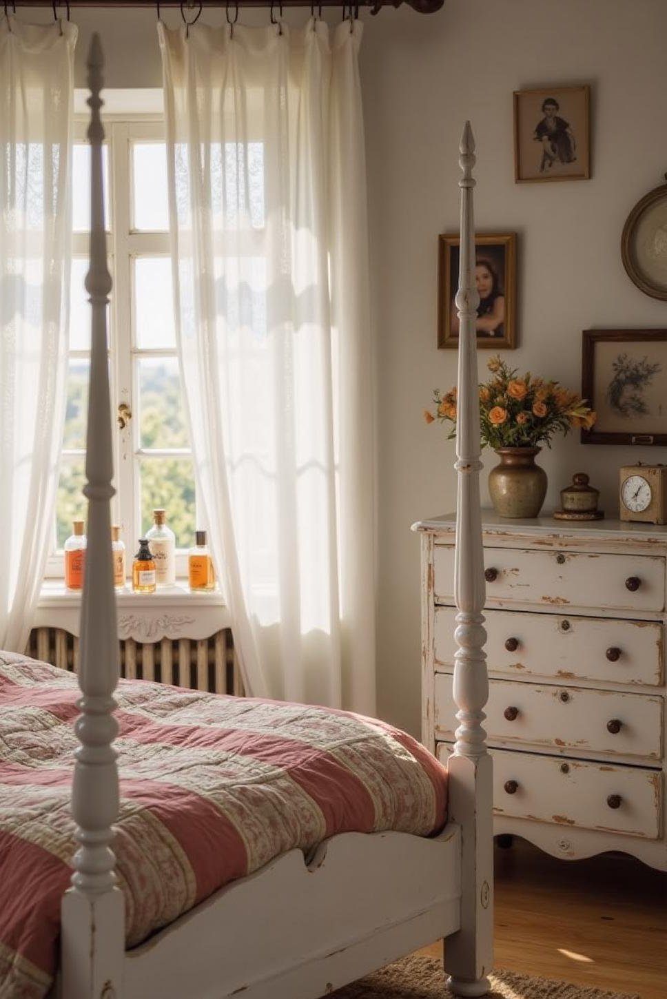 Cozy Shabby Chic Bedroom: Dusty Rose & Cream