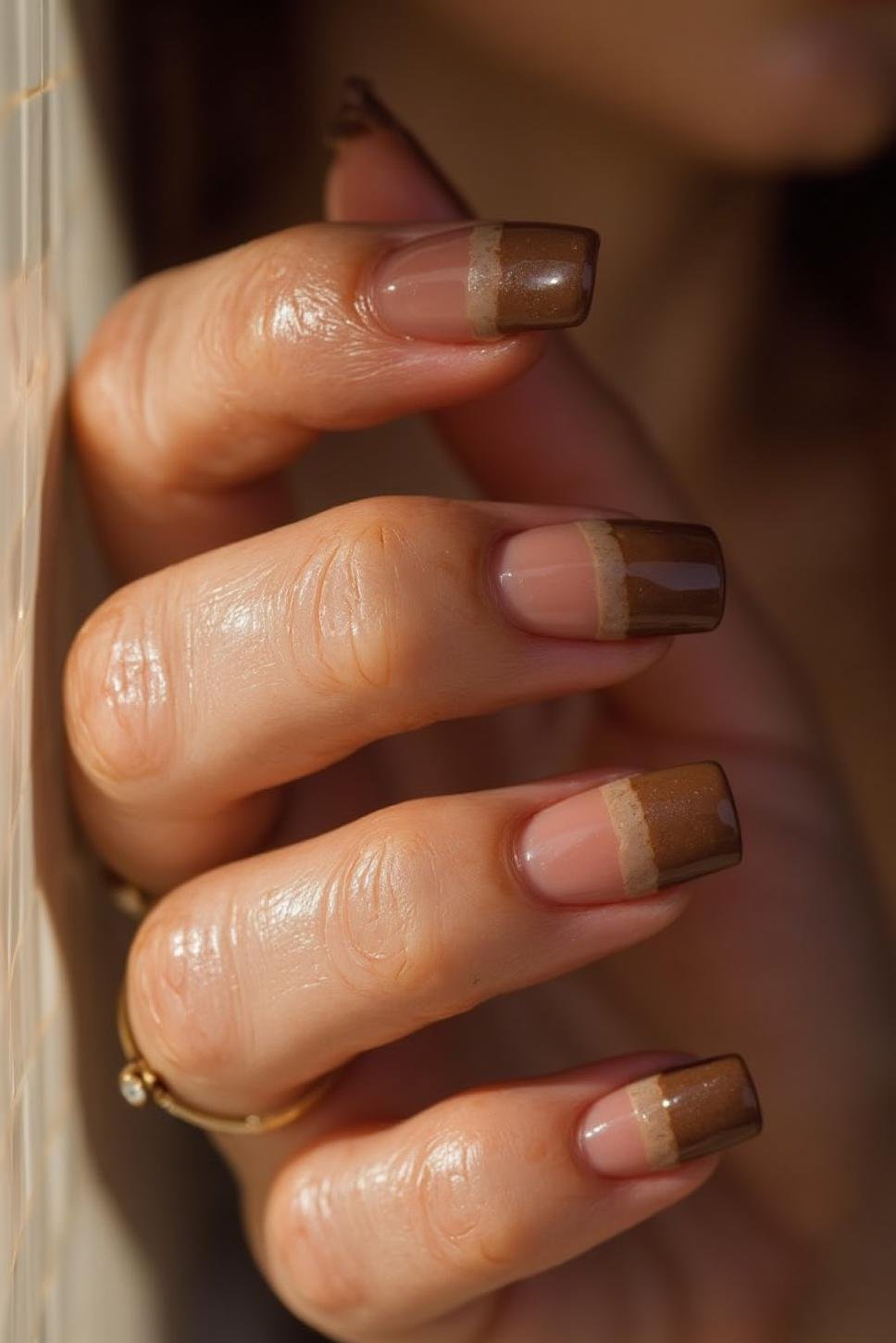 Milk Chocolate & Caramel French Tip Acrylics