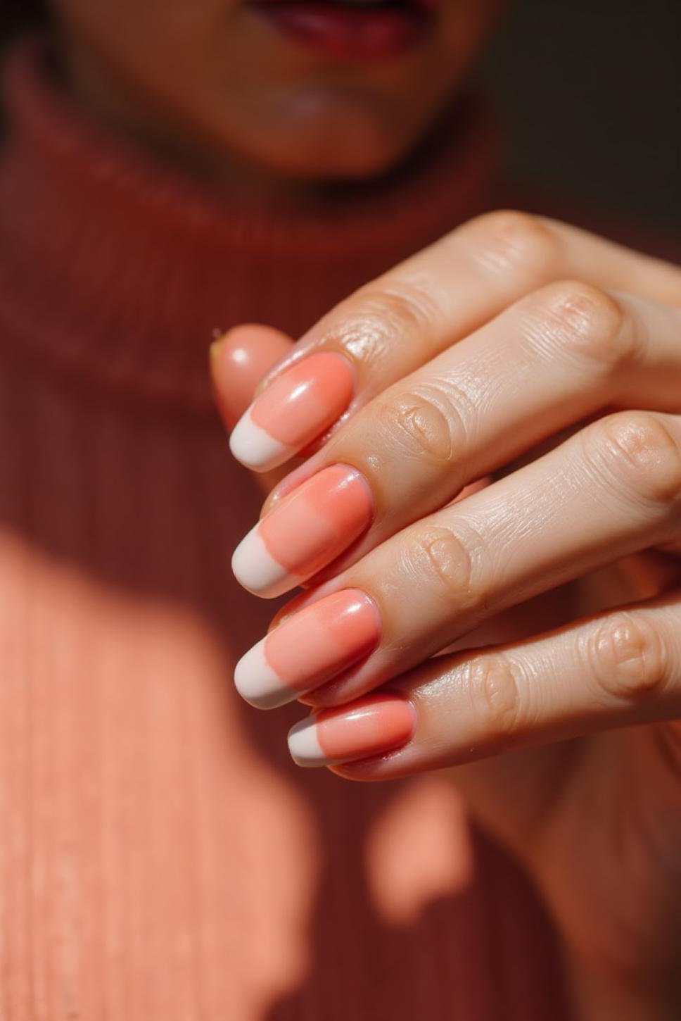 Soft Peach & Coral Matte Gel Nails