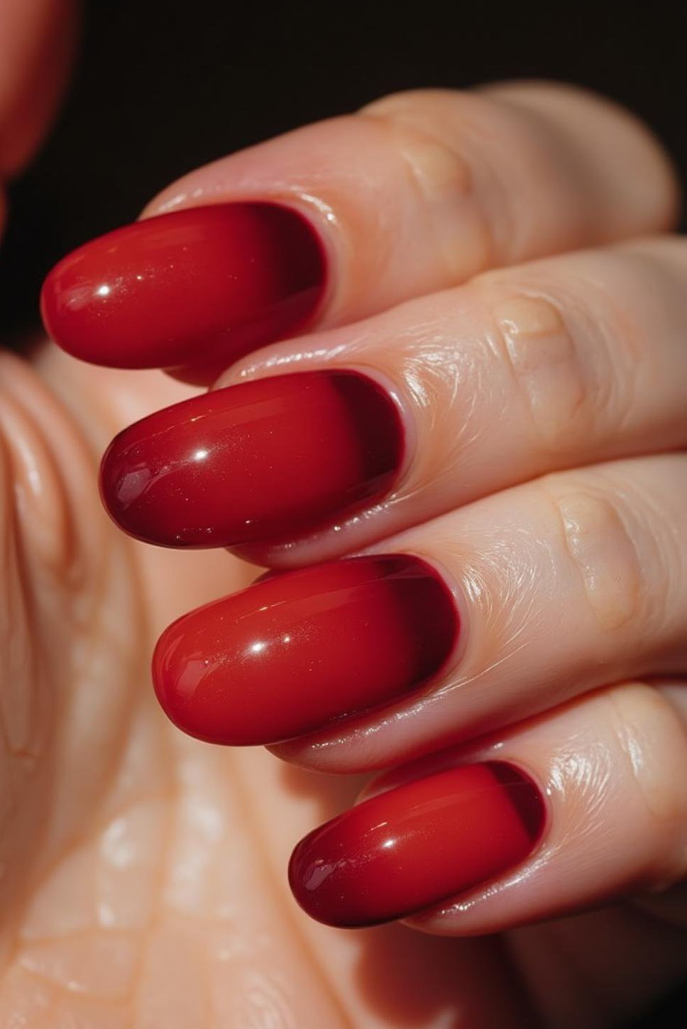 Almond Nails: Burgundy to Cherry Red Gradient