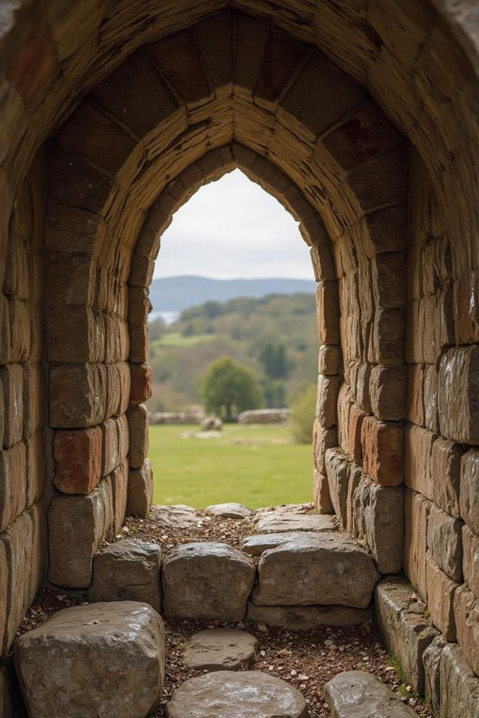 Intact Archway: Scottish Castle's Weathered Beauty