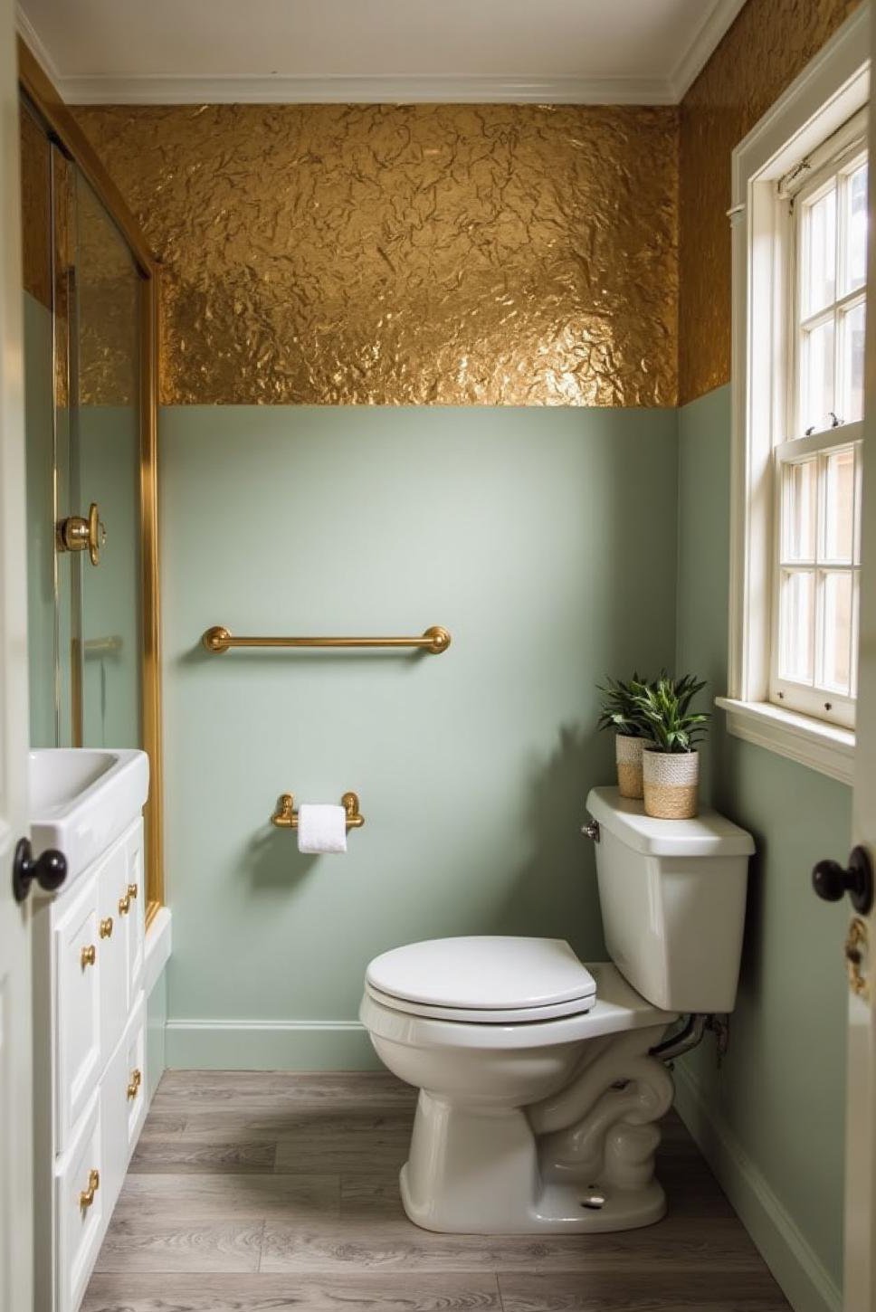 Gold & Sage Downstairs Bathroom Makeover