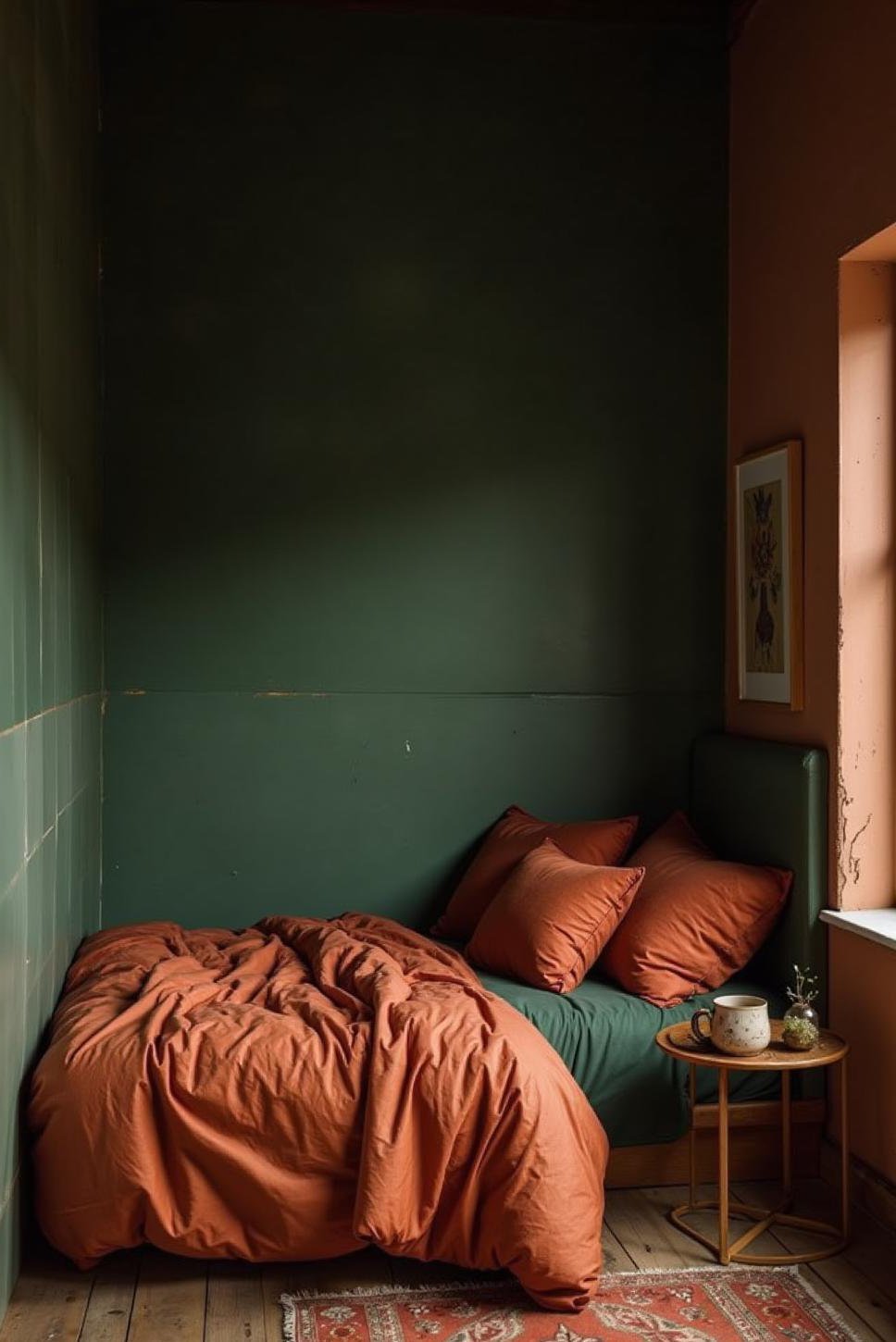 Dramatic Green & Terracotta Bedroom: Bold Design