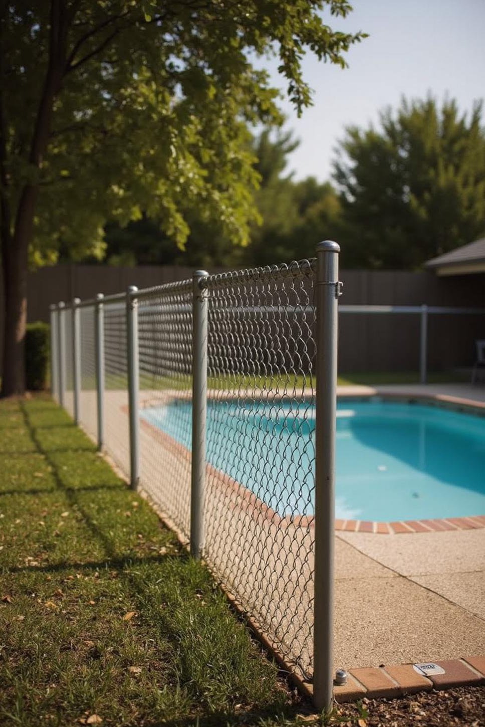 Budget-Friendly Pool Fence: Galvanized Chain-Link Design
