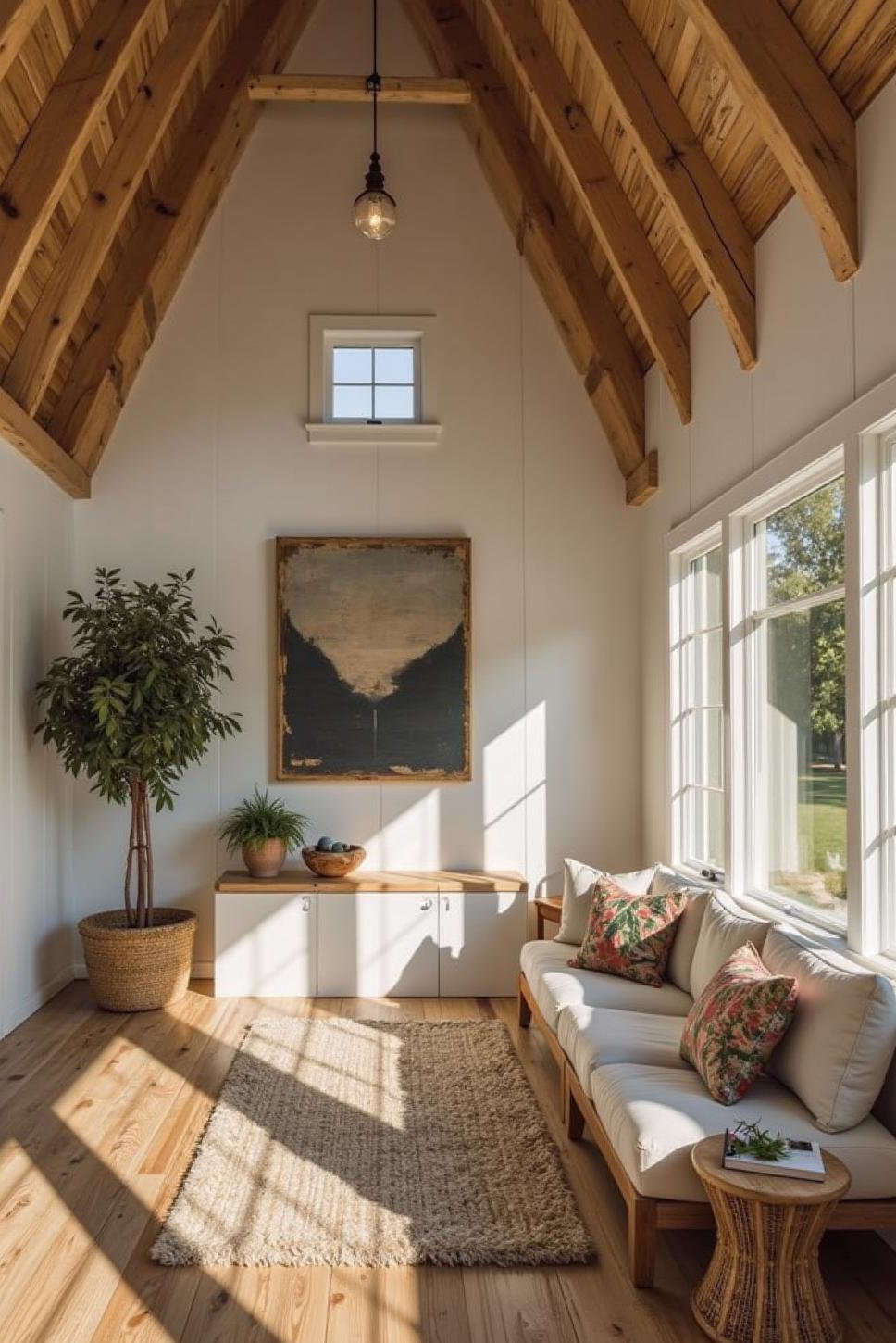 Elegant Whitewashed A-Frame Cabin: Airy & Refined