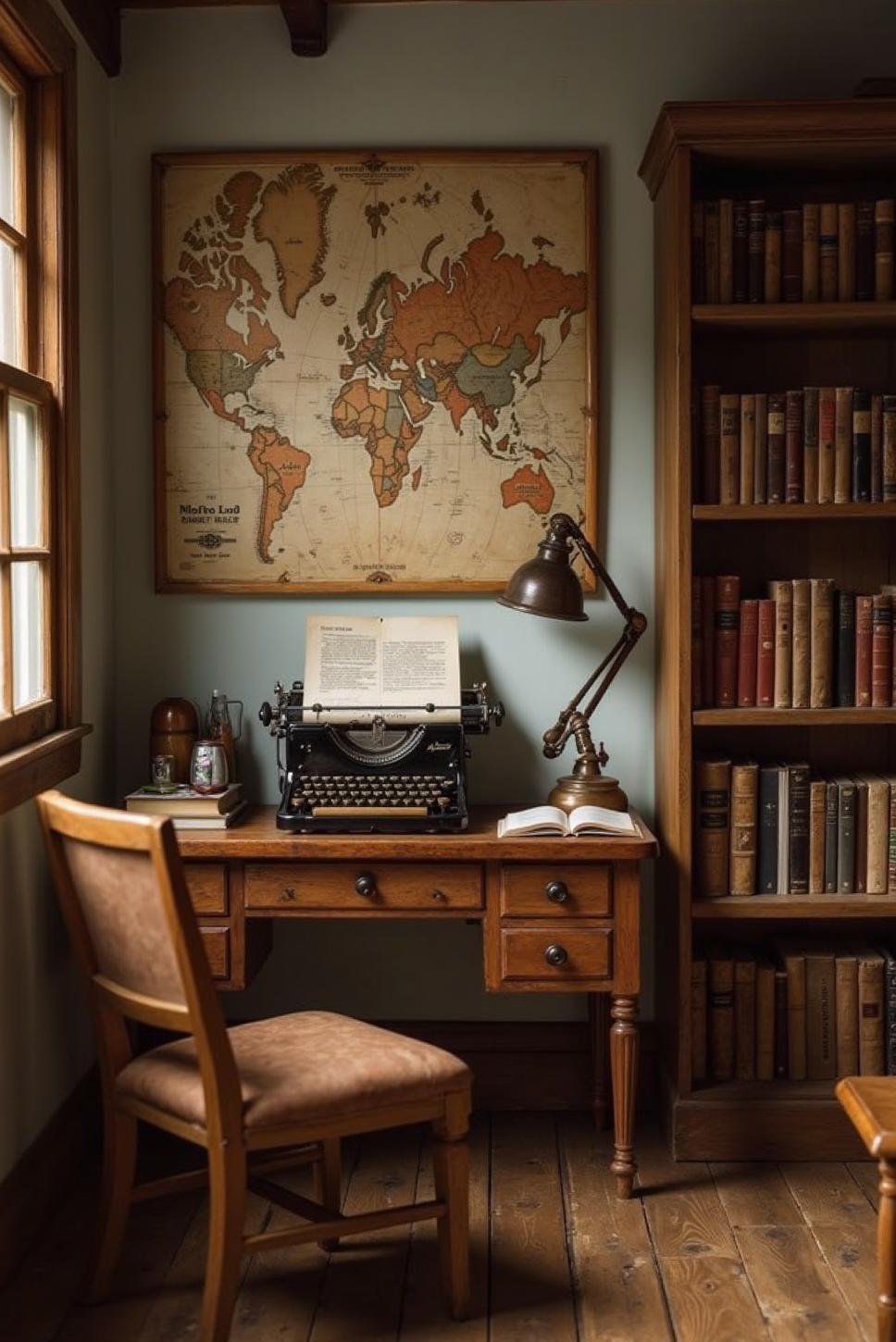 Rustic Farmhouse Home Office: Vintage Charm & Books
