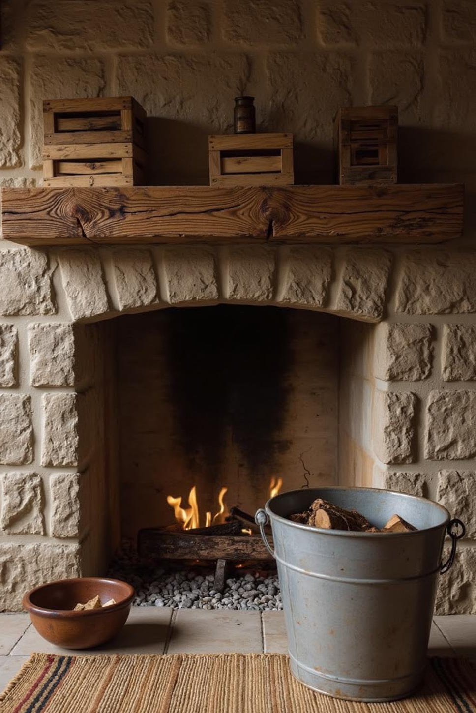 Rustic-Chic Fireplace Hearth & Mantel Decor