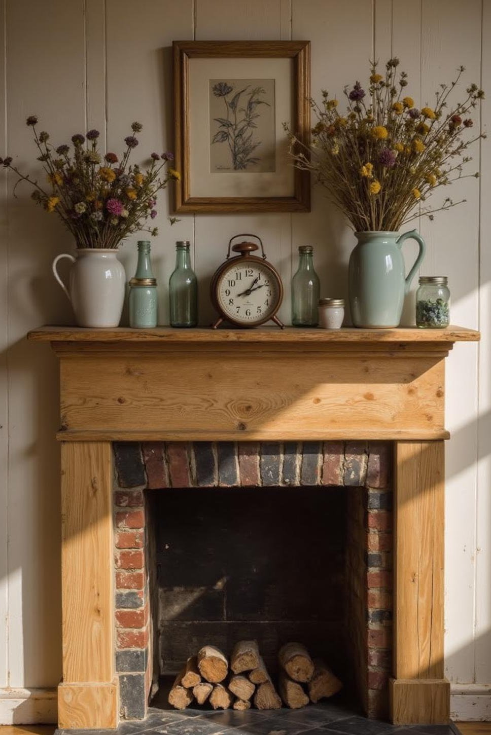 Rustic Farmhouse Fireplace Mantel Decor Ideas