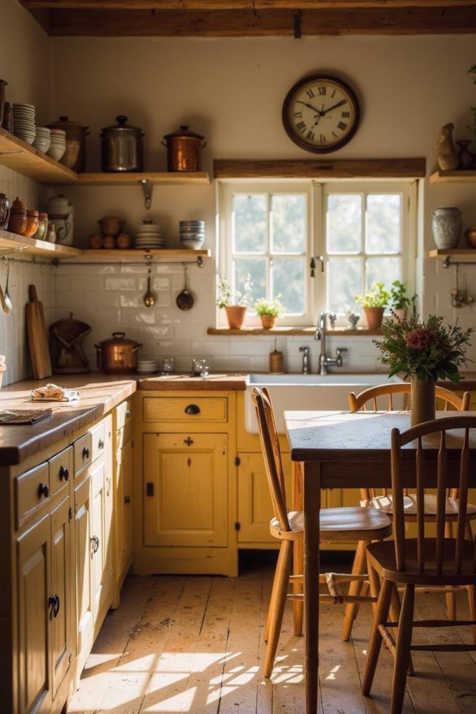 Sun-Drenched French Country Kitchen: Rustic Elegance