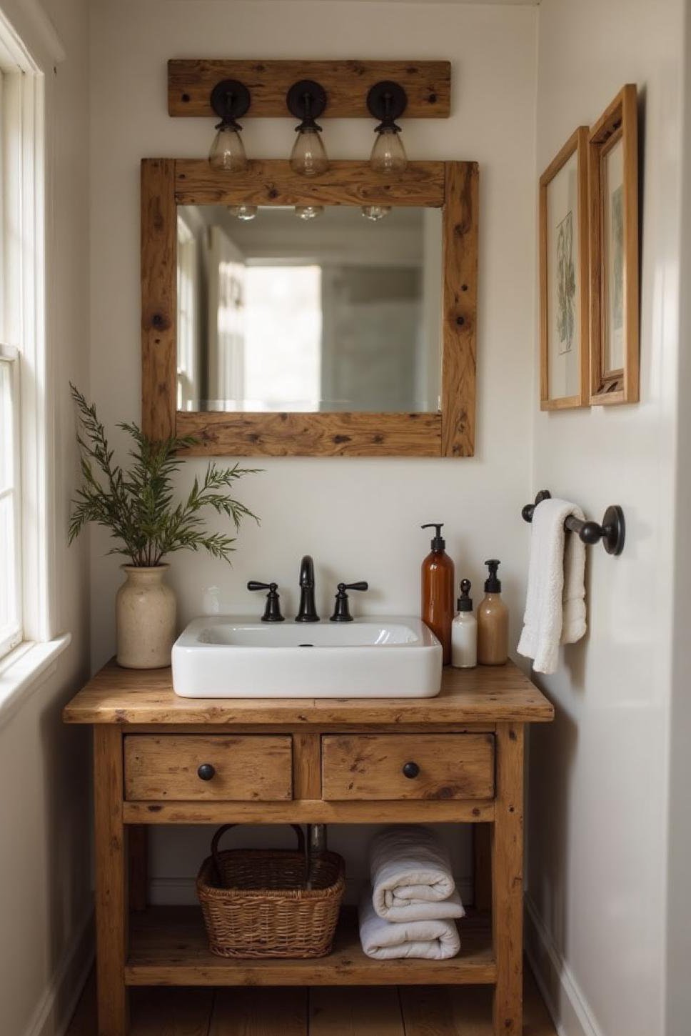 DIY Farmhouse Bathroom: Reclaimed Wood & Vintage Jars