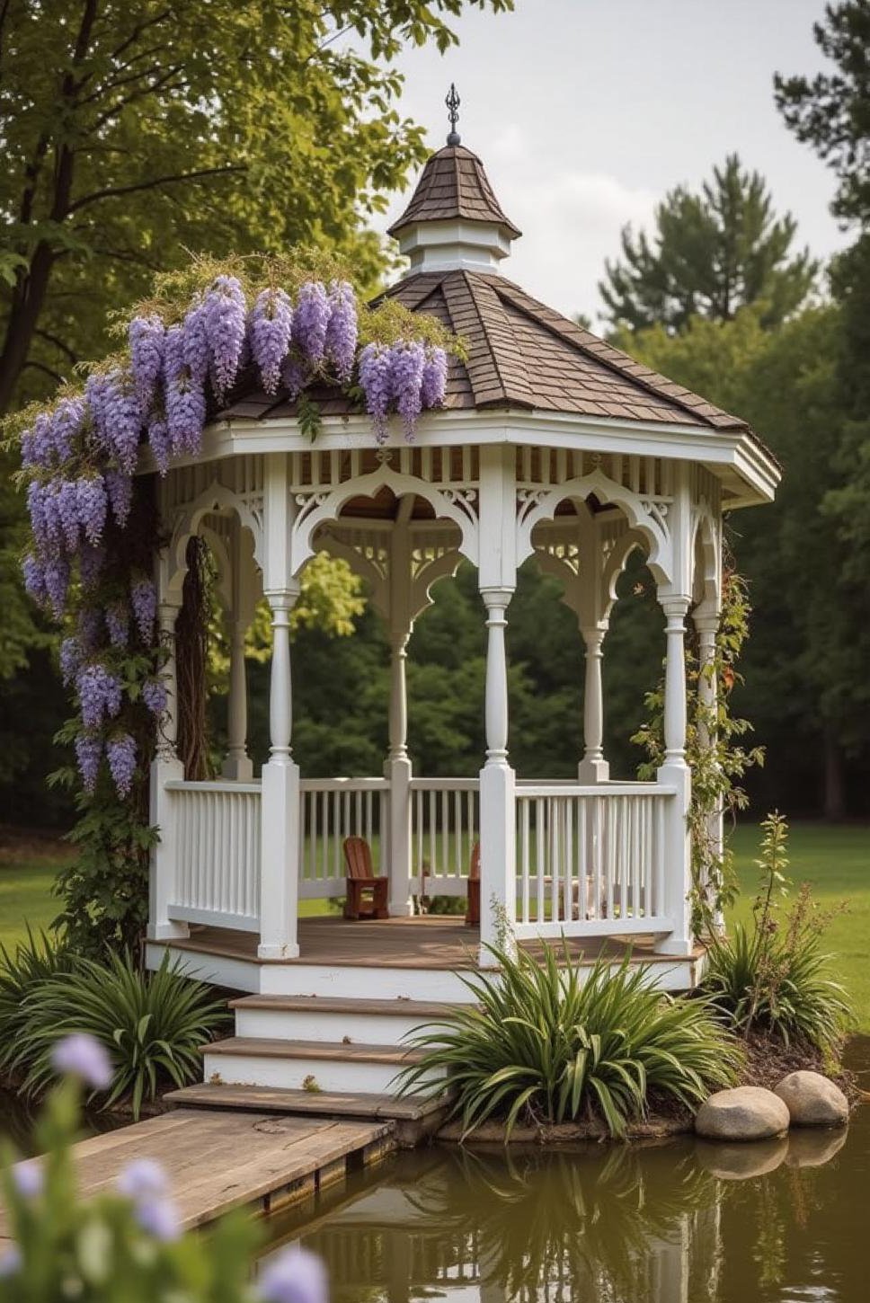 Victorian Gazebo with Wisteria: Elegant Backyard Design
