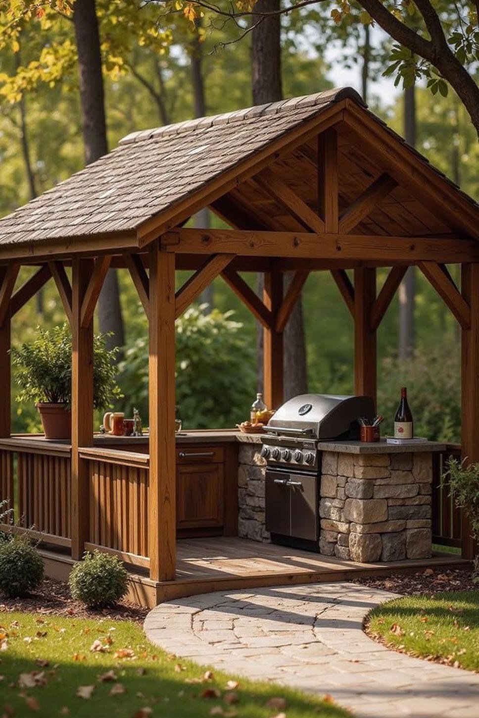 Backyard Gazebo with Built-in Grill