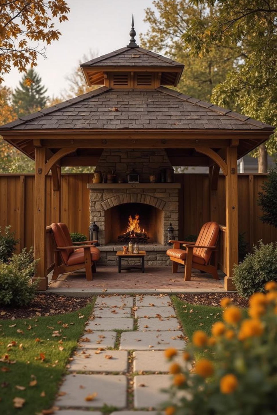 Cozy Backyard Gazebo with Fireplace: Gazebo Plans