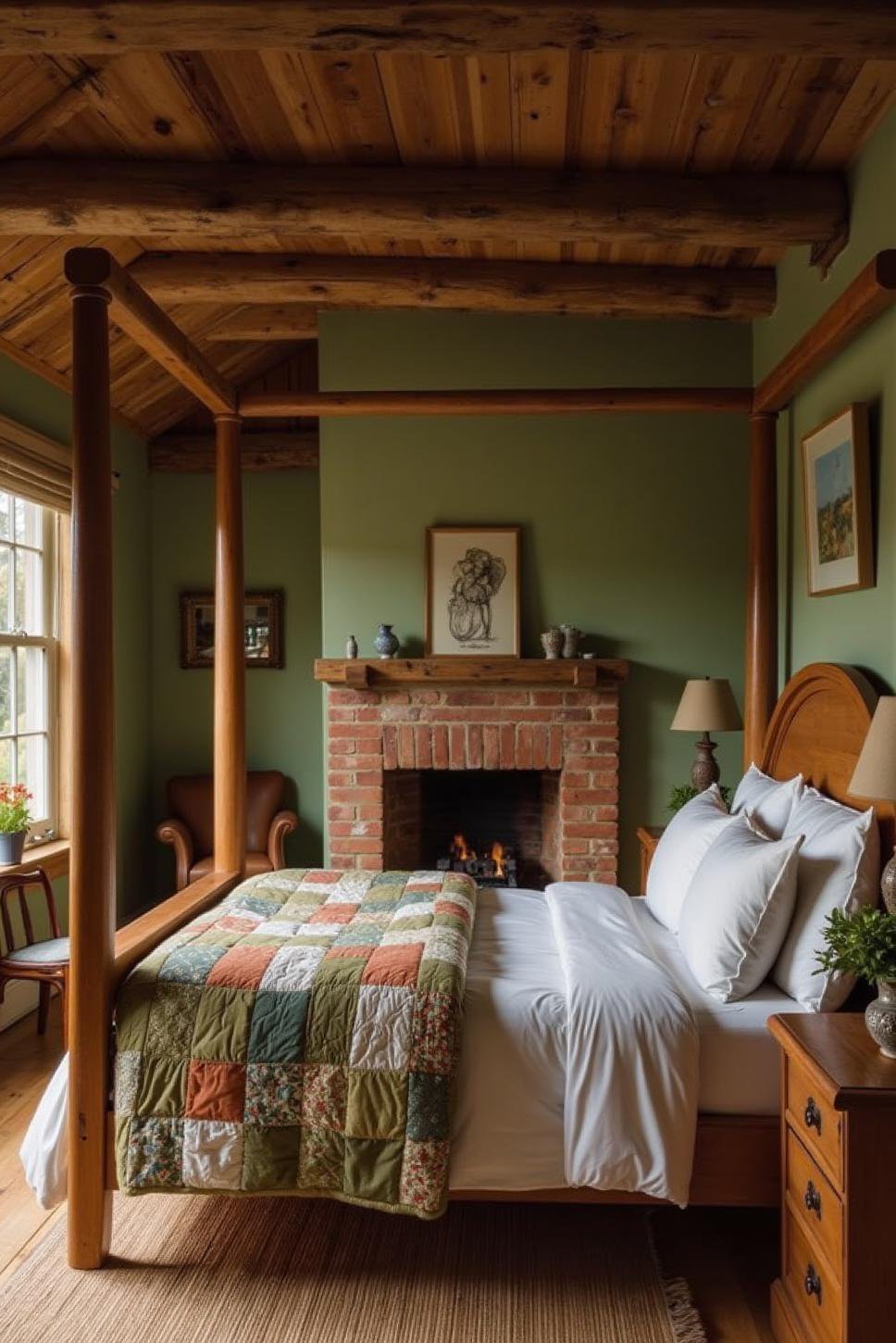 Earthy Green and Terracotta Bedroom Design Ideas