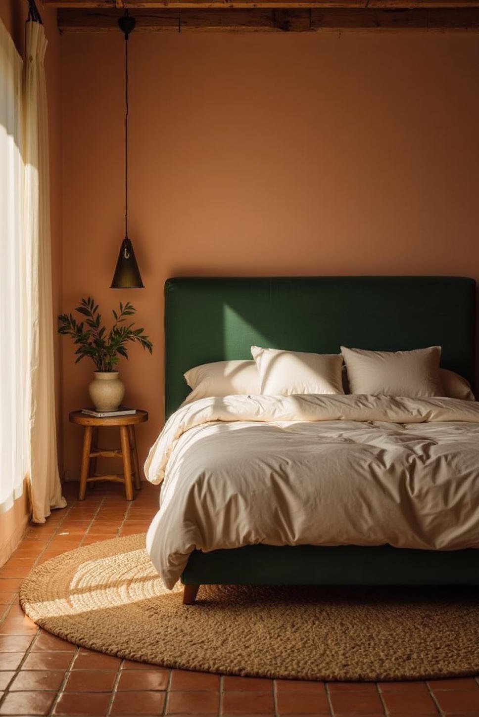 Earthy Bedroom: Green and Terracotta Bedroom Ideas